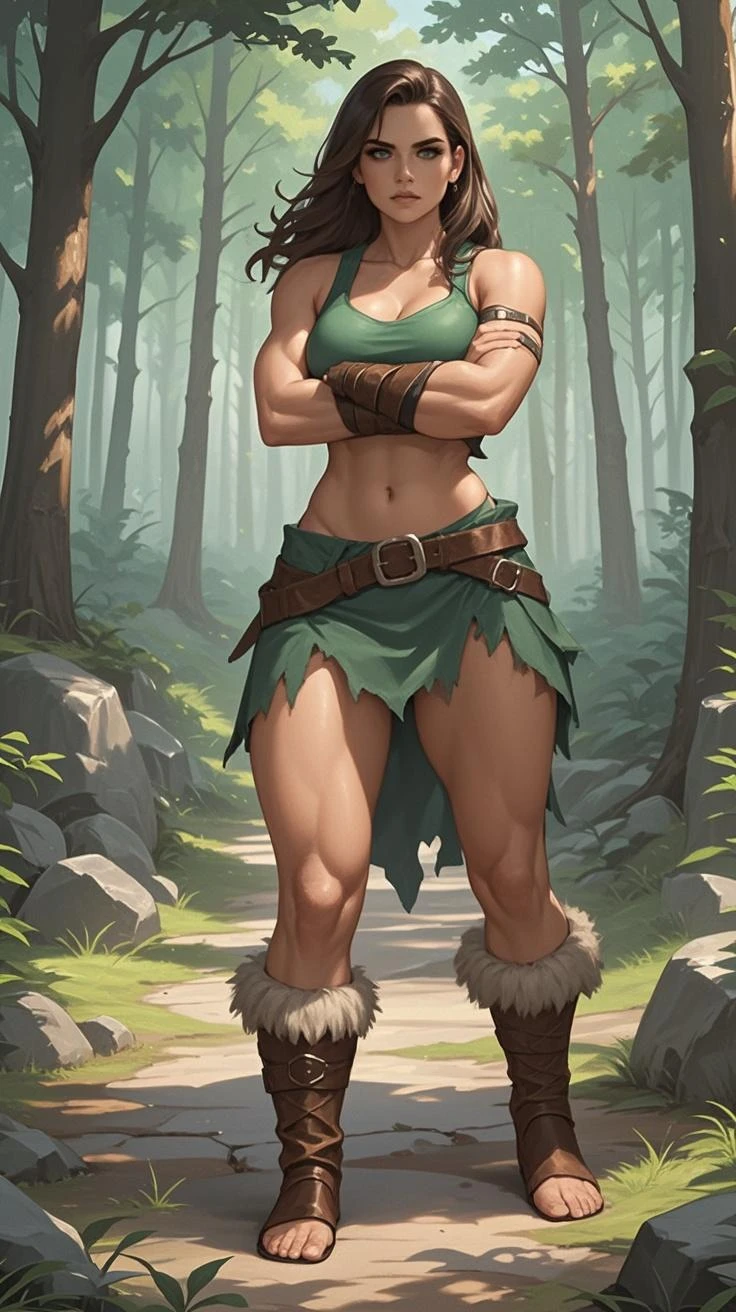 full body toe to head, masterpiece, 1soloMILF BIMBO standing pose, strong body, abs, shiny skin (masterpiece, best quality) 1girlsolo wearing rathalos armor (sunshine, sky, river, forest)