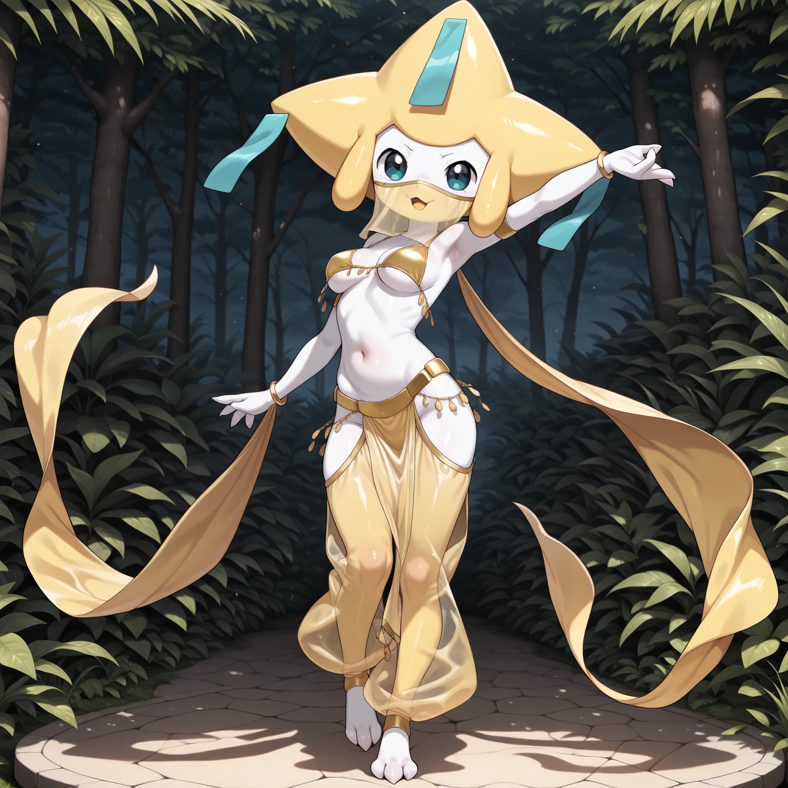 (((1 girl))), ((solo girl)), ((full body)), (alien monster girl), (((tall girl))), ((long arms and legs)), ((alien body)), ((pale blue skin)), (anime star eyes), ((cat ears)), (big hair), (((starry bob-cut hair))), (((curious expression))), (((curious eyes))), (cute anime eyes), ((nude body)), ((standing on tippy toes)), ((feline feet))