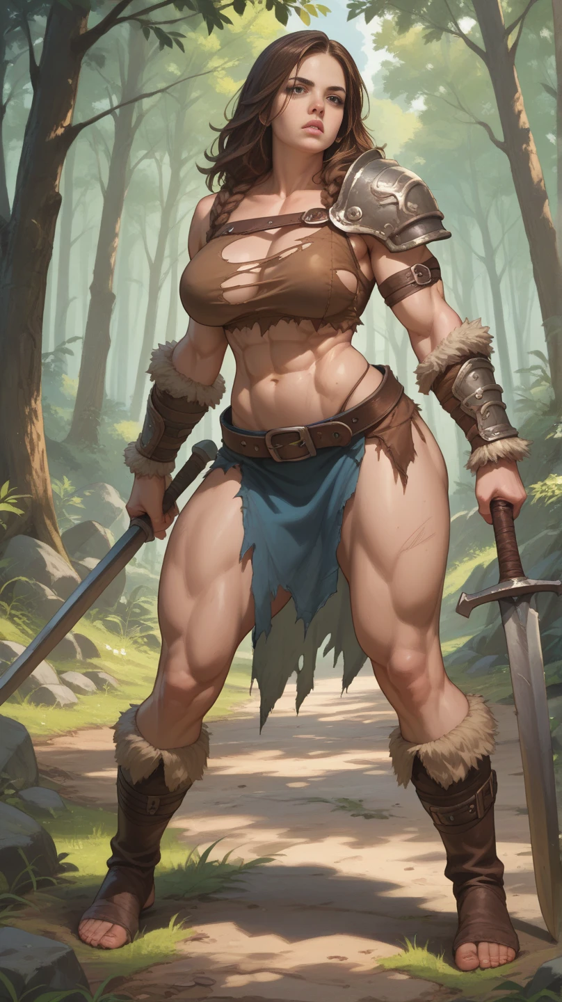 1girl, Forrest from Fire Emblem brown boots, brown gloves blonde twintails, full body, female BIMBO