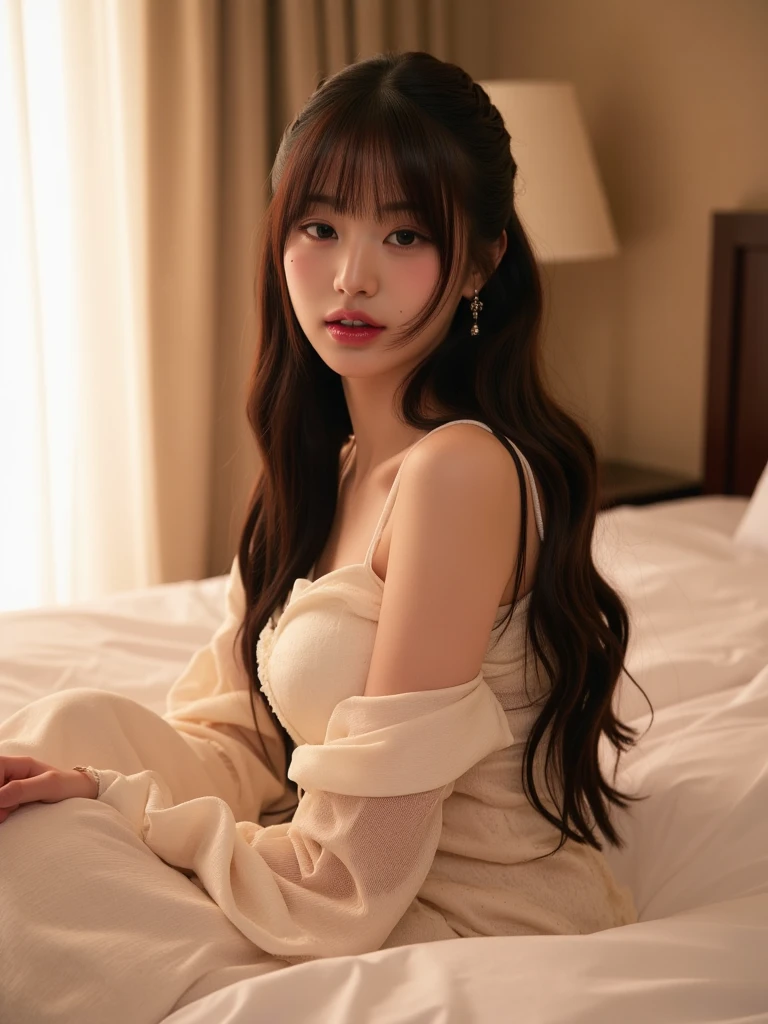 Top Quality, High Definition, 8K, 1 Girl, Back Figure, Gorgeous, (Long Hair), Beautiful Earrings, Japan Women