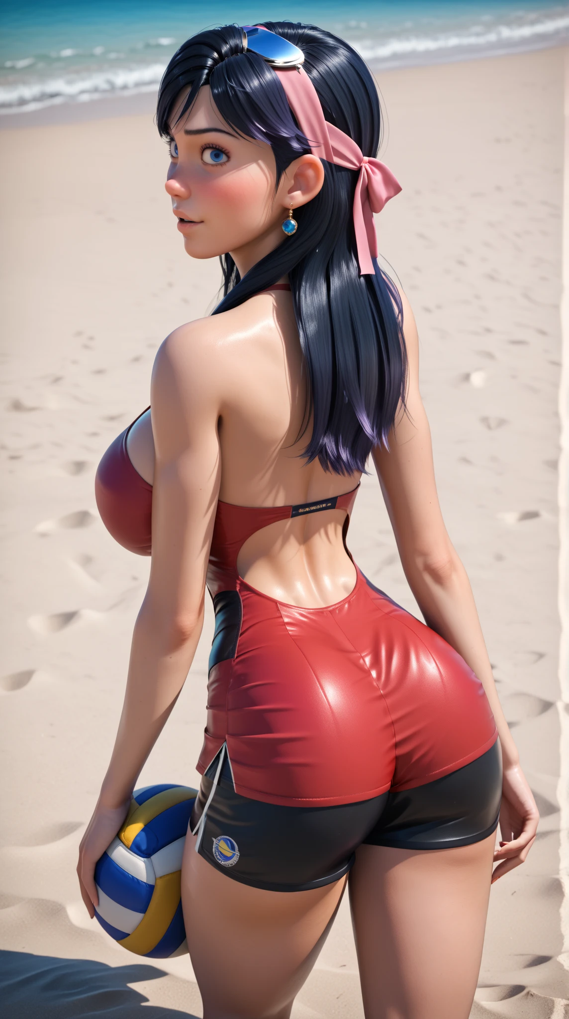 (8K、ultra high resolution、highest quality、masterpiece、realistic、ultra high resolution:1.2)、High-definition RAW color photo、professional photos、 (whole body:0.6)、(realistic、photo realistic、motion blur:1.2)、(big breasts、Always have a firm butt、beautiful butt、big ass、toned body:1.2)、((Always red and white so very shiny mountain bike racing uniform、A beautiful Lara Croft cyclist who always rides her dildo dynamically:1.3))(Straddle the saddle((saddle with long white dildo、insert long white dildo in pussy colors、vivid lighting、scenic downtown:1.2)(Draw diagonally from below、natural skin texture、fine skin、hyper realism、intricate details、Depth of the bounds written、adult woman、(masterpiece、highest quality、high detail))、smile happily、Big eyes、Clear double eyelids、perfect face、small face(look at the viewer、eye highlights、lip glosust have short black bob、Helmet)