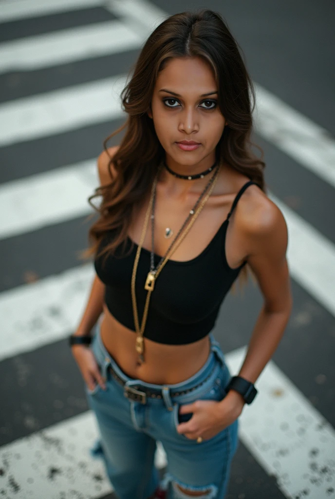 8k, RAW photo, best quality, ultra high resolution, (photorealistic), realistic photo of skinny cambodian girl 1,medium ass,small height tight big breasts , (skinny cambodian girl, 20 years old, most beautiful ebony girl in the world,bright lightning, slim face,big plump lips ,big eyes,tanned brown skin, black curly locs hair, ) An urban setting featuring her in a trendy outfit, such as high-waisted jeans, a crop top, and a leather jacket. The background includes city streets, graffiti walls, and bustling traffic. She walks confidently, blending fashion with city life.Hair: Long locs tied back in a loose ponytail.
(extremely detailed CG unity 8k wallpaper), Sharp focus, (bright light)