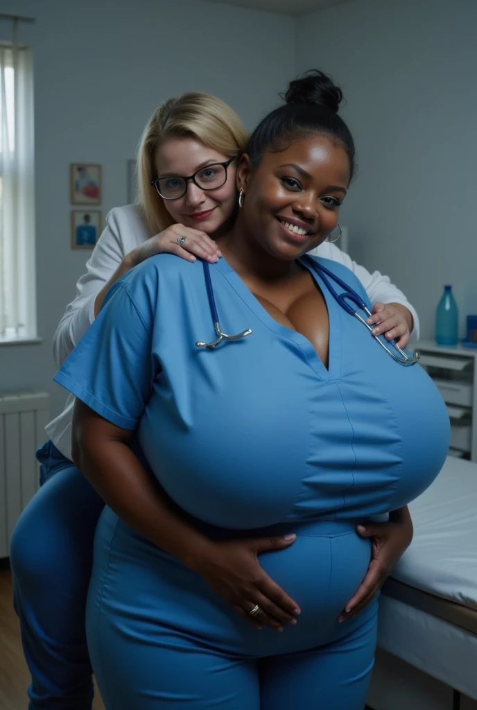 Big ass white bimbo in sexy thong in daycare with black African newborn babies, The babies are very small and Bimbo is huge, African newborn babies very small