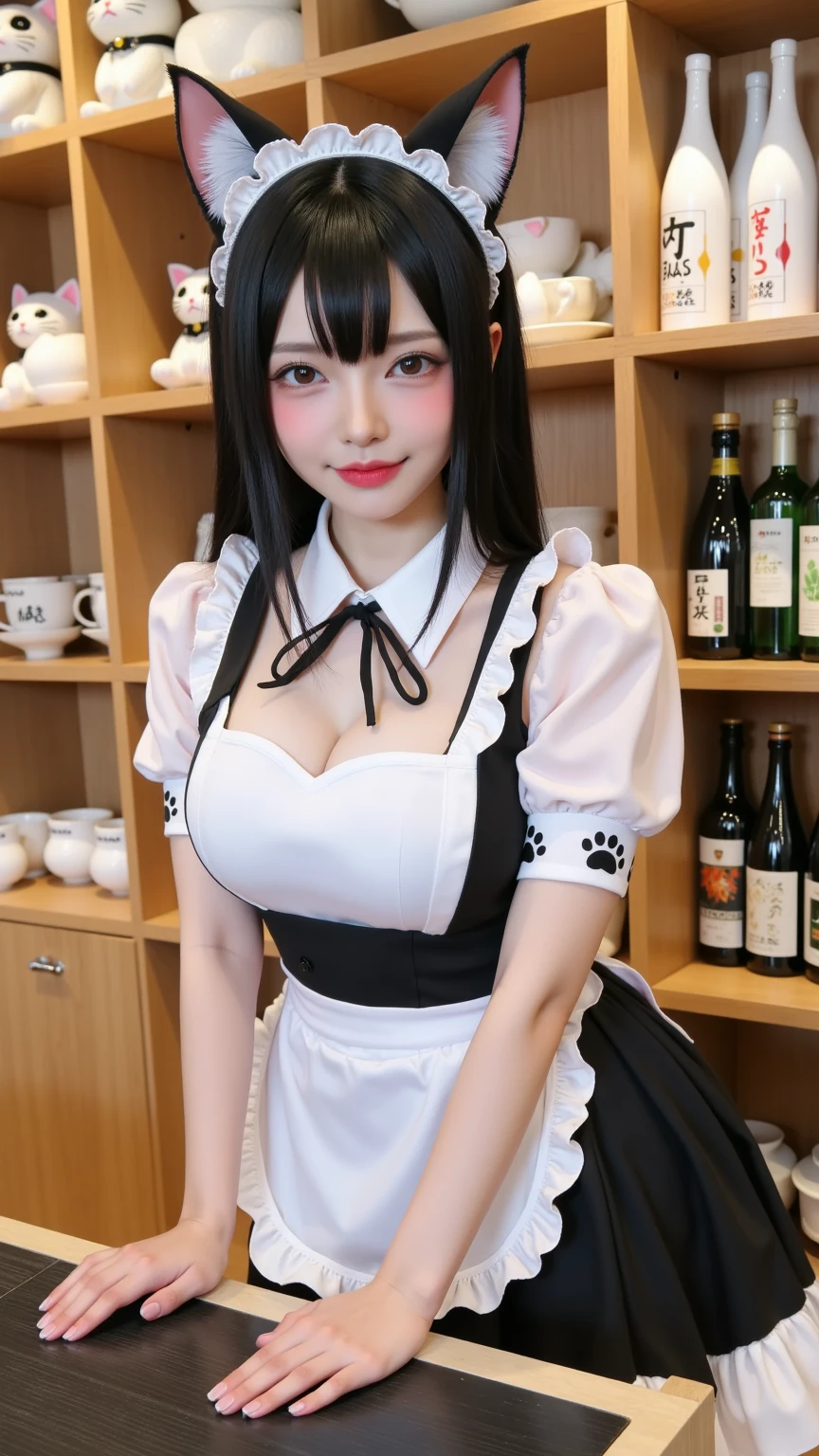 (8k, ultra-high resolution, highest quality, masterpiece:1.2), ultra-realistic, (realistic, photorealistic:1.37), (realistic skin:1.2), ultra-detailed, Canon EOS RP, 8k, Korean mature woman, smiling,(super obese:1.5), (((super curvy,))) ((super voluptuous,)) ((full body shot)),(standing), thick ankles, (((maid cafe))), (((crowd of maids))), (((cat ears, cat tail))),(checked maid uniform:1.4)