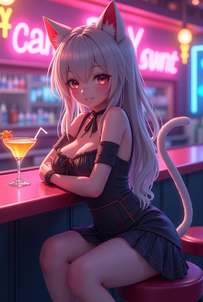 A woman with fox ears and a fox tail wearing a tank top and tight spats eating tacos at a taco shop The cola is on the table Large Breasts Big Ass tall