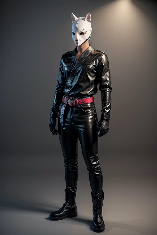 ((Final Fantasy taste reality graphics)), ((young, cute and cool ikemen boy)),(((1 boy))),,his age is early 20s, thin eyebrows and beady eyes, (((((boy in a black leather sleeping bag))))),(((((sleeping bag is very tight-fitting))))), (((((boy put on black leather and human muzzle mask,all covered from under the nose-to-chin))))),(((((also put on leather blindfold, ))))), (((((mask and blindfold Fixed to the face, with multiple leather belts)))))
