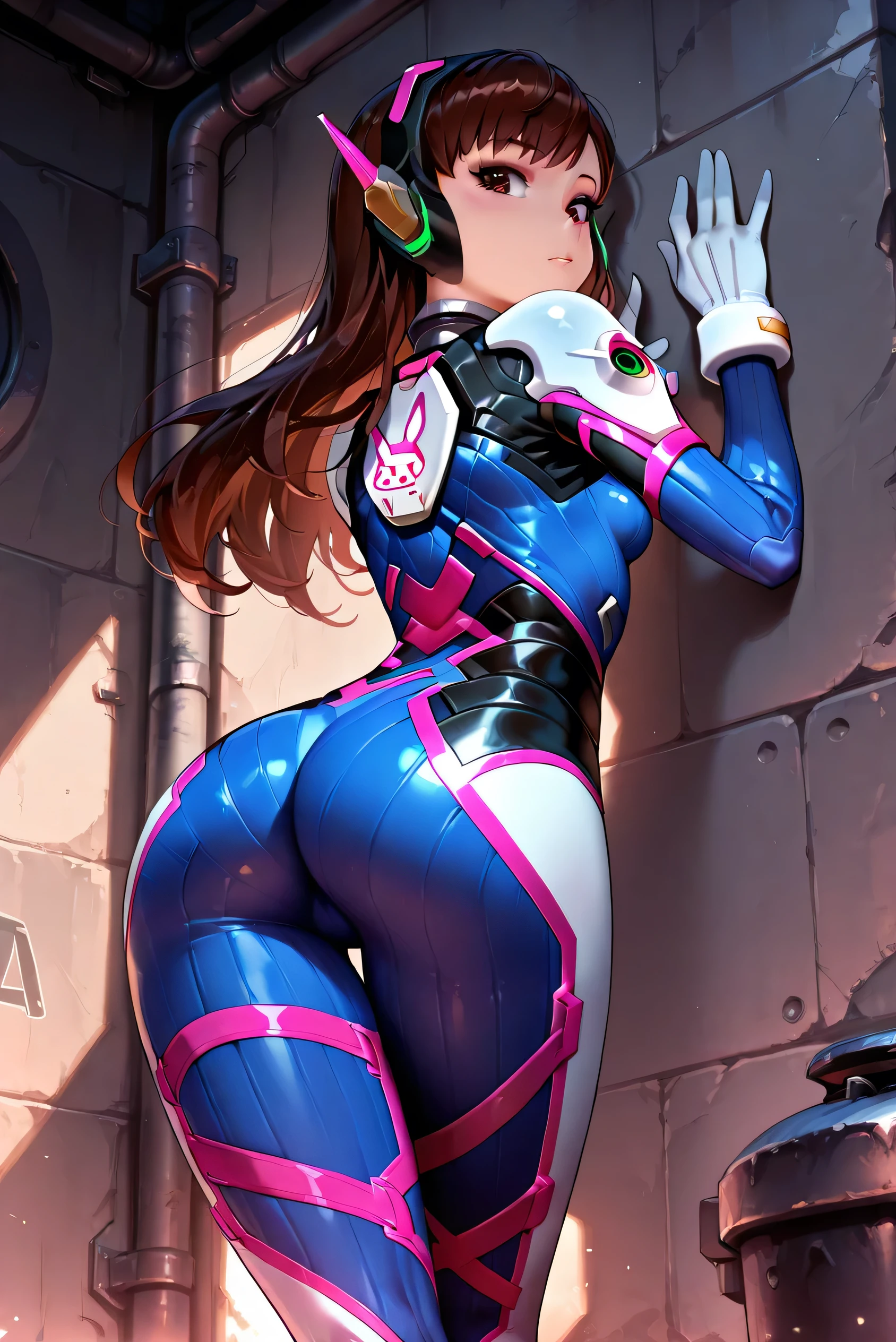 View from behind, huge butt, PAWG, wide hips, slim waist, thick thighs, Patriotic salute, intricate, elegant, highly detailed, digital painting, artstation, concept art, smooth, sharp focus, illustration, add_detail:5