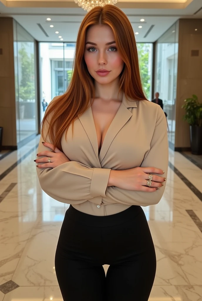 (master piece), original, RAW photo, ((extremly detailed)), ((high quality, best quality)), charm, agirl, solo, business women, elegant, beautiful, profecional lighting, the best lighting, Mature woman, perfect body, sexy body, looks at the viewer, feminine, shiny skin, oiled skin, ((brown lip, lip glosy)), big breast, huge breast, large breast, seductive, little smile, ((sexy smile)), ((blue eyes)), (((blonde hair, long straigh hair with bang))), (((long sleeves business suit dress women with formal long pants, two piece clothes, black business suit dress, black long pants, no bra))), high heels, afternoon, outdoor, ((in the city park field)), detail architecture, best architecture, realistic background, detail background, rendering high realistic, ultra detail, 8K, high realistic, high resolution, the best resolution, detail hands, detail face, detail anatomy, high detail, high realistic, detail arms, high detail fingers, detail legs, the best proportions, (detail intricated), the best pictures, hdr, dslr, fix , fit, full color, detail pose, perfect pose, the best proportion pose, soft light, natural light, detailed light, Professional, Amazing, ((realistic, photorealistic)), slender, thighhighs, enhance, vivid color, standing, (full body), ((from front)), (((portrait)))