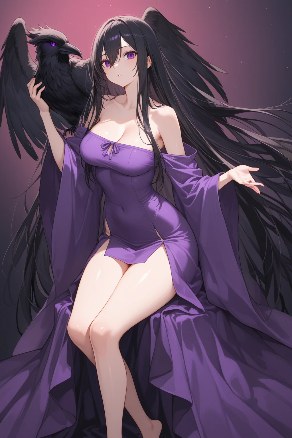 She is depicted as a curvaceous young girl, with tangled black hair. She wore a loose, long-sleeved shirt with a long shirt down to her knees and short pants. Purple eyes.