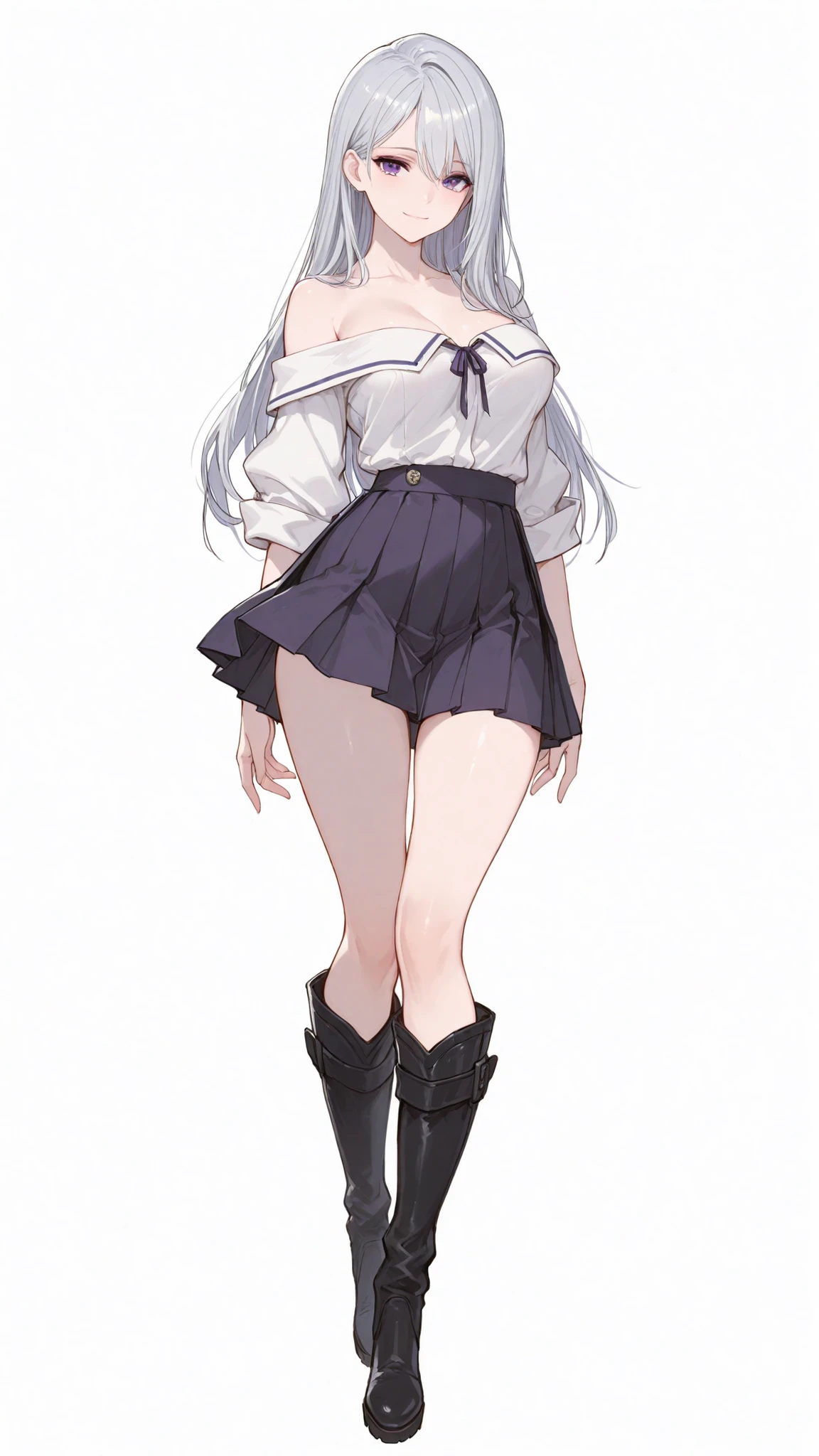 lexington \(warship girls r\),((Bestquality))),((Ultra-detailed)),((illustration)),((Disheveledhair)),((frilld)),(1girl),(Solo),1girl, black legwear, blue eyes, breasts, cleavage, full body, gradient, hat, high heels, jewelry, long hair, looking at viewer, machinery, medium breasts, military uniform, pantyhose, peaked cap, red footwear, shoes, skirt, smile, solo, uniform, very long hair, flaxen hair, Brown stockings, stockings, white beret