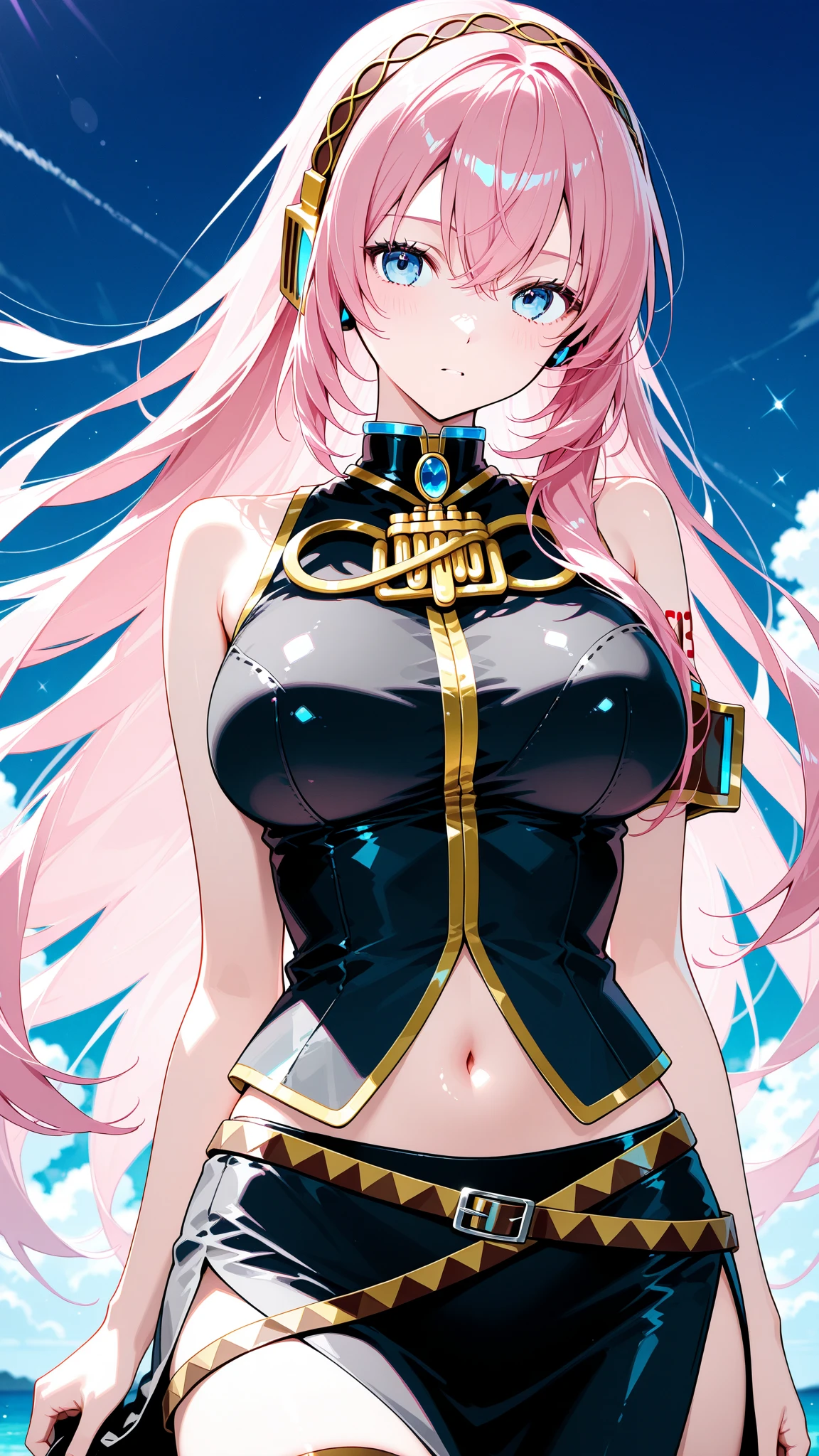 (masterpiece), (best quality), (best detail), (distant general view), (postage stamp),(main color of illustration: bright pink), (secondary color: light blue), young adult female with brown skin, one brown skin girl, pink base hair with light blue tips, long hair, tight curly long hair, white bunny ears, cute white outfit, smiling big, going out for a walk (day time),(pink flower falling), black girl, girl with black skin, one girl. black girl, dark skin, dark skin girl, light blue eyes, dark skin, blue pretty eyes, black skin, big boobies, big chest, big butt, big chest, a little chubby, not skinny, a little chubby, big chest, chubby, chubby, chubby, having sex, sex, boob out, no shirt