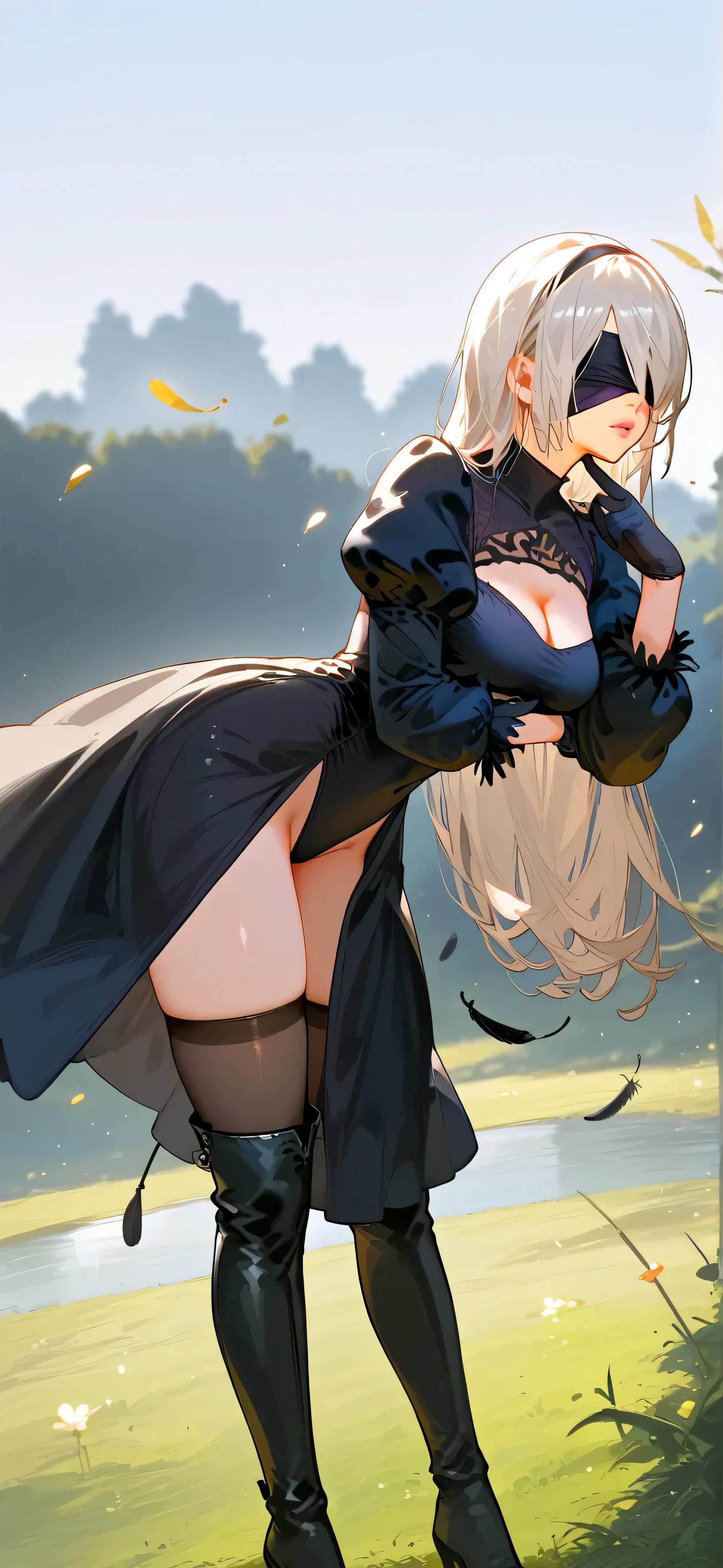 (full body shot:0.7), (blonde sitting in meadow trail:1.3), photorealistic, realistic photo, (pale skin:1.2), (squeezing breasts together, perfect cleavage:1.2), (highly detailed cleavage:1.2), (brown eyes, realistic eyes), blonde straight hair, (girl bending over, leaning far forward:1.2), huge castle, intricately detailed mountains, village dwellings, rolling hills, mountainous horizon, extremely detailed, vibrant lighting, (lace top, drawstring top, plunging neckline:1.2), white shortedium shorts:1.2), lace shorts, (leather boots, knee high bootasterpiece:1.0), (best quality:1.0), (intricate details)