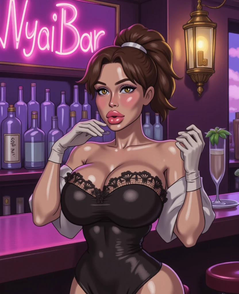 Big Hero's Aunt Cass, dressed in a outfit (panties exposed), drinking an alcoholic beverage, and throwing down in the club, horny poses, grinding on other women, Slay queen