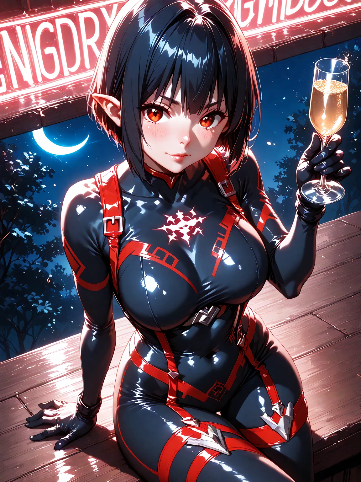 mature woman, 1 girl, alone, (masterpiece, best quality, very detailed), sharp focus, detailed face, face focus, focus on face, very detailed eyes, long black cyclamen hair, (cyclamen highlights: 1, 3), braid, side down braid, cyclamen red eyes, (sparkling eyes: 1.2), long eyelashes, (strong blush: 1.2), subtle makeup, ((red ball gown, long skirt, cleavage)), Crusader earrings, ear piercing, film lighting , edge lightning, shading, dynamic angle, sharp image, perfect quality, perfectly crafted background, beautiful warm lights, sexy, dancer, ballroom, castle, dancing in ballroom, Crystal chandelier,
