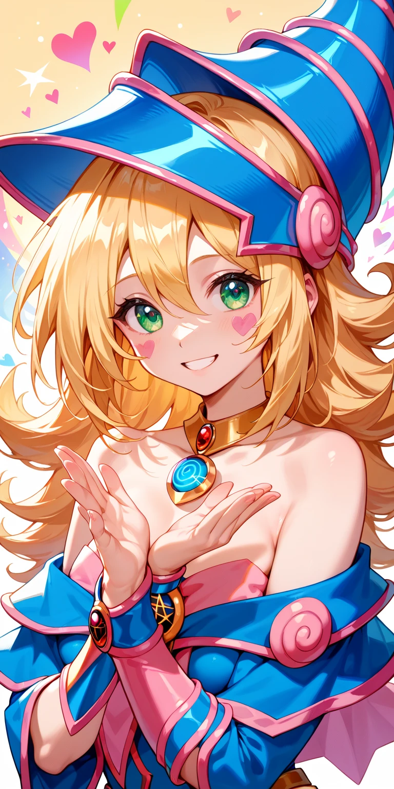 ,Perfect body,Perfect hands,Small breasts,Laughing with your mouth open,blonde,Magical Girl Costume,Simple Background ,hair ornaments,Pink Eyes,Best image quality,highest quality