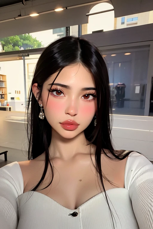 a Korean girl with big lips, bimbo lips