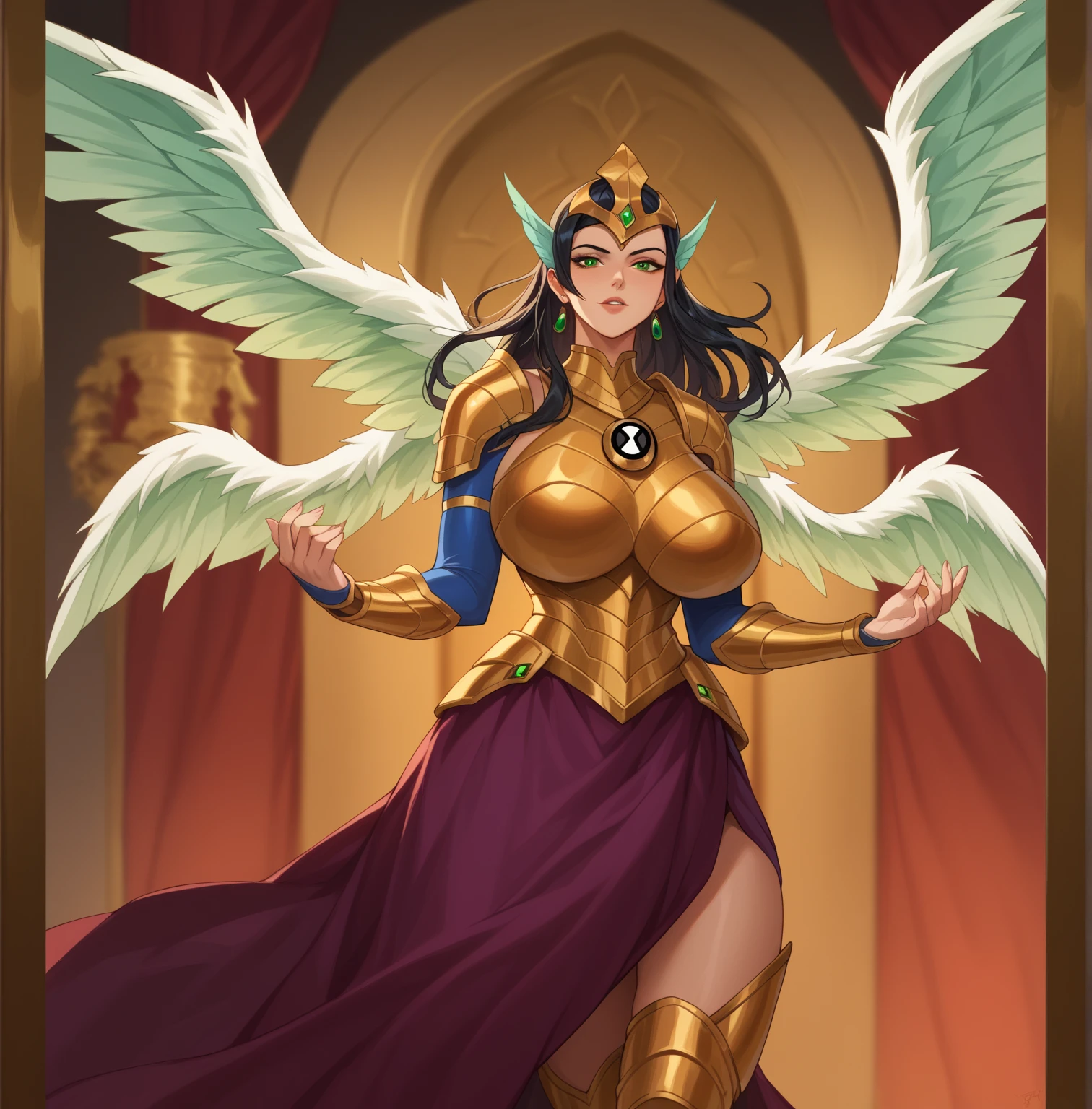 sentai ,, standing solo, weird, bizzare, angelic, divine, aura, celest, female, big breast, full body