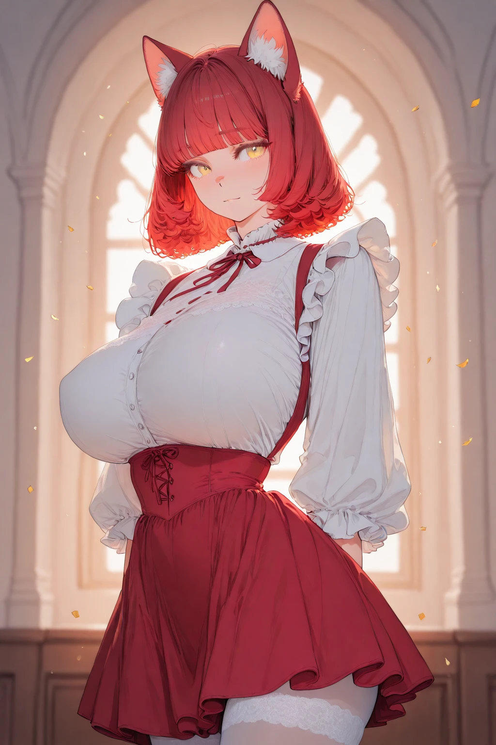 (Masterpiece, Best Quality, High Quality, Highres:1.4), Detailed, Extremely Detailed, Ambient Soft Lighting, 4K, Ornate,

Street snap, looking at viewer, camera flirting, cute pose, vignette photography, (Renaissance, Vintage:1.4), Plants, shops,

1Gril, (Solo:1.4), (Milf:1.2), Standing, Upper Body, (Face Focus:1.2),

(Extremely Detailed Hair:1.2), red Hair, Long Hair, Long Sidelocks, Bangs, (Hair Intakes), (detailed hands:1)

Expressionless, Emotionless, (gray Eyes, Glaring, Contempt, Disgust, Looking at Viewer:1.2),

(clear clothing, transparent cloth, see-through material:0.8), (red hair, freckles, big breasts:1.3),

(Tiara:1.2), Crown, (Cleavage, Strapless, Red Dress, Frilled Dress, Long Skirt, Puffy Skirt, Puffy Sleeves, Juliet Sleeves, Long Sleeves:1.2), (intricate nipple pasties:1.5), (bare chest:1.7), gold Jewelry, gold earrings, detailed face