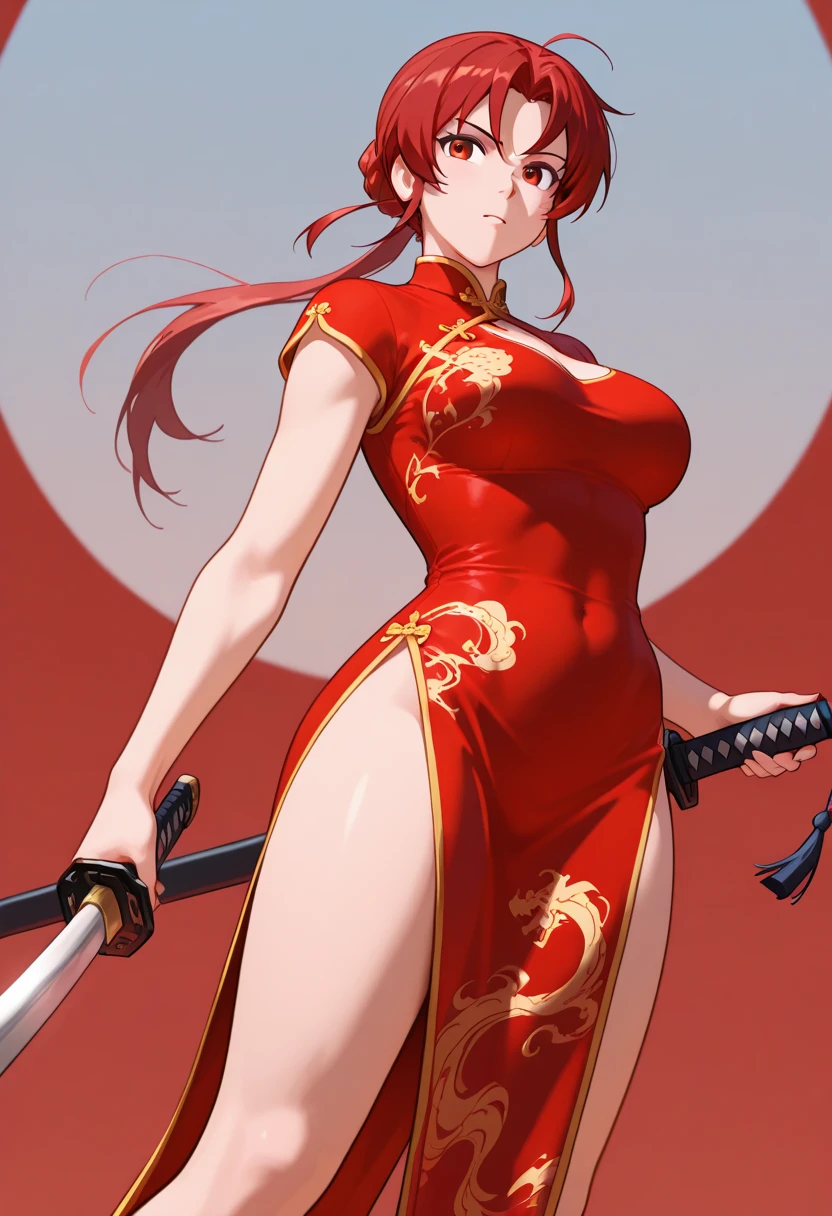 "(abstract art: 1.4), Masterpiece, best quality, Super high resolution, big beautiful breasts, stunning visuals, (1 girl: 1.2), crimson theme, dark red, blood red, halo, look at the viewer, Body, high heels, women, goddess, Dunhuang, Hanfu, red and yellow dress, (Masterpiece, the best quality, best quality, official art, beauty and aesthetics: 1.2), người women trưởng thành quyến rũ, very detailed, (fractal art: 1.1), (one color: 1.1), (flower: 1.3), Most detailed, (zentangle: 1.2), (dynamic posture), (Abstract background: 1.3), (Traditional Chinese Fabric: 1.2), (shiny skin), (colorful: 1.4), (earring: 1.4),small butt, Leggy, small butt, indifferent eyes, realism, dominatrix, feminism, high ponytail, cold and contemptuous, 180cm high"