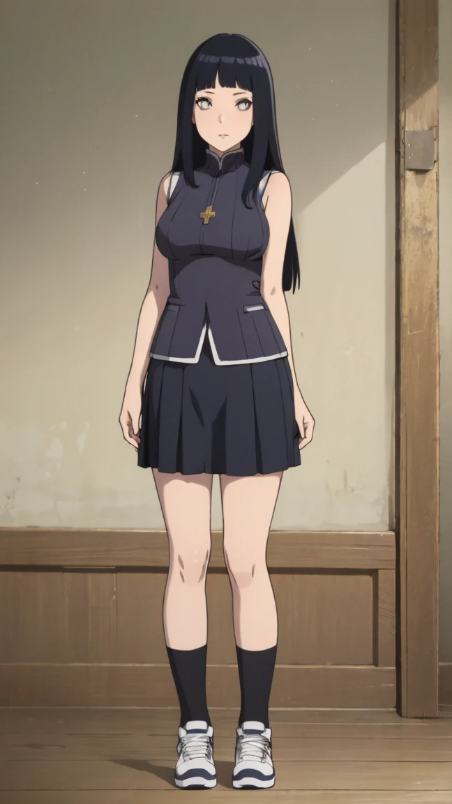 (masterpiece, highest quality: 1.2), alone, 1 girl, alone, panties,,your heather, smile, Mouth closed, View audience, Long black hair, head band, Earrings, Big Breasts, Medium Waist, Medium Hips, wide thighs, Embarrassing, attractive, smiling with her Mouth closed, Good move., Excellent anatomy,panties,classroom,,Sailor suit,