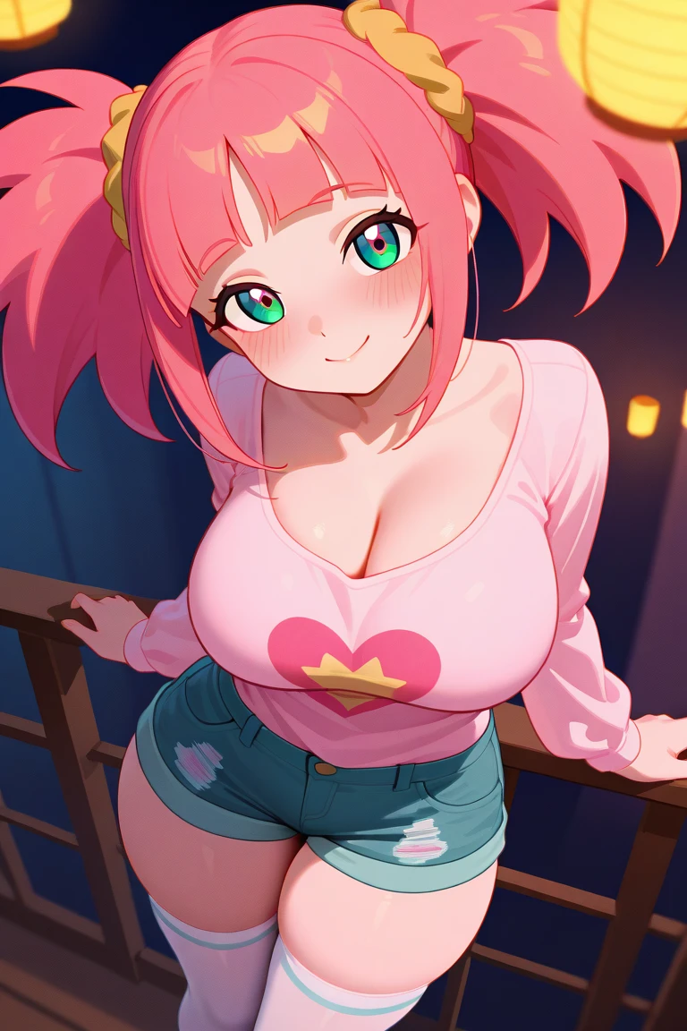 Anime style, women ,without clothes , tits standing out from under clothing,huge-breasted,night, Full Moon , ponytail hair, ironed hair, illustration drawing body, sweet smile ,high detailed, high quality, ultra HD, smooth, shiny body, glowing Big eyes, cinematic picture,