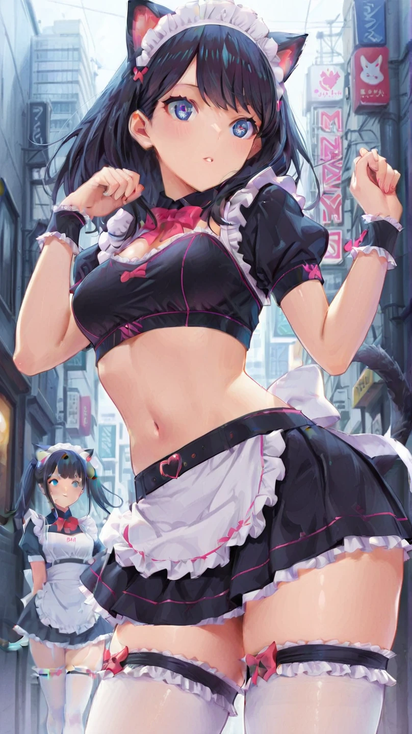 Professional Photography, (expressive eyes), (ice blue eyes), leopard girl, golden skin, open mouth, black lipstick, snipped haircut, (black hair), 
BREAK,  
Sheer white babydoll, Halter neckline, Lace cups, Flattering empire waist, Flowing chiffon skirt, Satin bow details, Matching G-string, Playful and alluring,
BREAK, 
(Laughing with a genuine and infectious giggle), capturing the essence of joy and cuteness in a spontaneous pose,