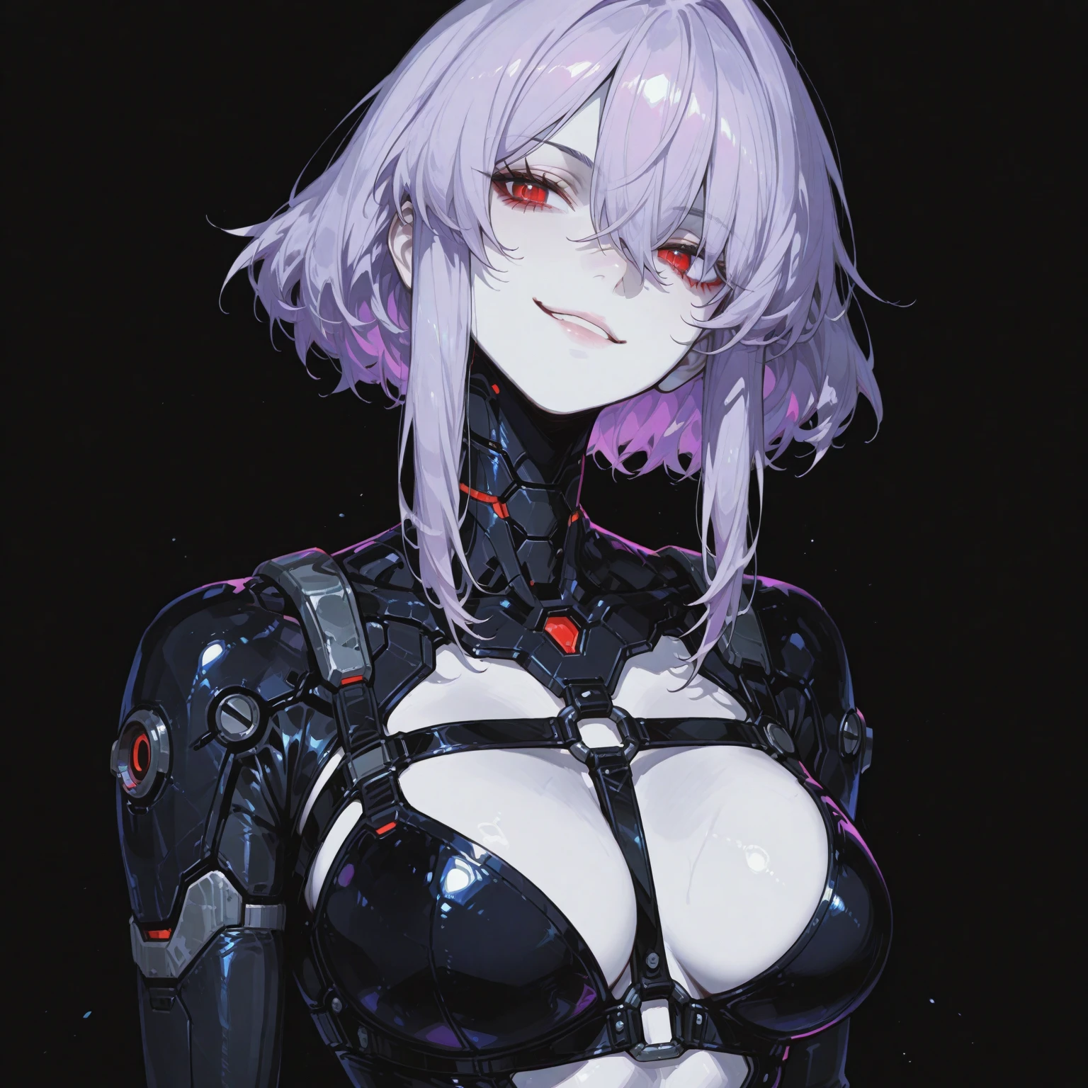top-quality、Top image quality、in 8K,4K,​masterpiece、(NSFW:1.2)、ultra-detailliert、Beautiful、ultra-quality、cute little、girl with(((18year old、Halloween Style Costumes:1.3、Rubber Suit 1:3、Bust 78、silber hair、a short bob、Red Eyes、erotick:1.4、Happiness、The tattoo)))、hiquality、visualart、Background with((Halloween 1.2))、masutepiece