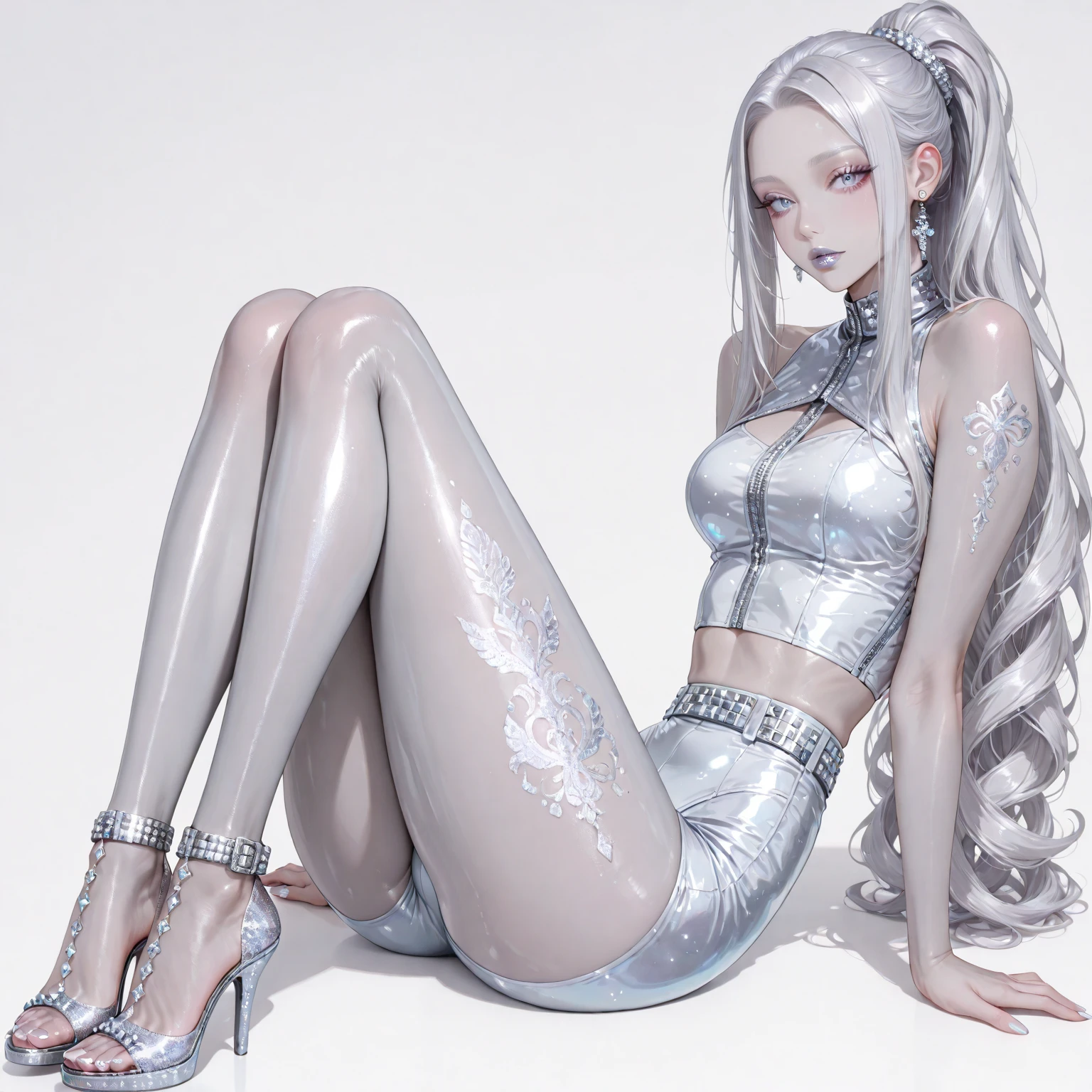 (Anatomically normal:1.8)、(９Life-size small face:1.8)、(She has an extreme exhibitionism habit and has a strong desire for everyone to see her naked.:1.8)、(She suddenly wanted to show off her beautiful bust to the viewers who were in love with her, so she took off her bra. She is a super beautiful gravure idol with a beautiful, slim and slender figure.:1.8)、(Super long, shiny, super straight silver hair that reaches down to her waist:1.8)、(Long, straight, silver hair that didn&#39;t get torn by the wind and fell straight down to her waist.:1.8)、(頭の上から綺麗な足のBare toesまで写っている上半身だけ全裸の全身写真:1.8)、Professional top-class gravure idol、(She is a very attractive woman with a beautiful hourglass figure and a completely naked upper body.:1.8)、(Thin and slender build:1.8)、(A naked waist that&#39;s too thin:1.8)、(Smooth, white, wrinkle-free skin all over the body:1.8)、Exposed, bare, beautiful legs that are too long and too thin、(The beauty of her naked legs, so thin:1.8)、(Professional top-class gravure idolらしい上半身が全裸になって全裸の綺麗な乳房を強調したセクシーな直立して綺麗で細い足を揃えているポーズ:1.8)、(頭の上から綺麗な足のBare toesまで写っている直立して立っているポーズの全身写真:1.8)、Bare deep collarbone、Naked smooth shoulders、Naked Deep Cleavage、The exposed upper body is completely naked. The young, firm, firm breasts are large and beautiful.:1.8)、(With her upper body completely naked, everyone can see her proud pink areola and erect, prominent nipples.:1.8)、The proud, protruding upper body shows off her bare breasts.、(The desire to show off beautifully shaped, large breasts while completely naked:1.8)、Dynamic Effects、Written boundary depth、Cinematic Light、Lens flare、Ray Tracing))、Fantasy、Big, beautiful blue eyes、A beautiful, symmetrical face、(Too beautiful small face:1.8)、A beautiful and small face created by a professional makeup artist to perfection、(A beautiful woman with a small face that is so beautiful you can&#39;t help but stare.:1.8)、Bare toes、jewelry、(Anatomically normal:1.8)、(No anatomical abnormalities:1.8)、(Professional top-class gravure idolらしい上半身が全裸になって見事に露出した上半身が全裸の垂れていない張りのある綺麗で大きな乳房を強調したセクシーなポーズ:1.8)、(立っている全身の姿の頭の上から足のBare toesまで写っている全身写真:1.8)、(Her beautiful legs are neatly aligned:1.8)、(She looks at the viewer with a look of genuine love and desire.:1.8)、(She was only wearing a pair of high quality, branded, ultra compact violet panties.:1.8)、(The upper body is completely naked:1.8)、(The upper half of the body is completely naked and not wearing anything:1.8)、(The upper body is completely nakedになって若さのある垂れていない張りのある綺麗な形の全裸の乳房:1.8)、(With her topless body exposed, her tiny waist was beautifully exposed:1.8)、(Her upper body was completely naked and exposed, revealing her beautiful pink areola and prominent, erect, naked nipples.:1.8)、(Her bare upper body is completely naked and exposed, revealing her beautiful vertically split bare navel.:1.8)、(A photo of a gravure idol completely naked from the waist up, taken by a professional photographer in a photo studio.:1.8)、(Anatomically, there is no abnormality in the face.:1.8)、(Anatomically, there are no abnormalities in the upper body.:1.8)、(Anatomically, there are no abnormalities in the entire body.:1.8)、(No anatomical abnormalities in the upper body:1.8)、(No anatomical facial deformities:1.8)、(Anatomically, there is no abnormality in the face.:1.8)、A beautiful topless woman、(Anatomically normalな体全体:1.8)、(A very beautiful, very pretty, very attractive woman was completely naked from the waist up, revealing her young, firm, beautifully shaped breasts, her extremely slim waist, and her long, slender, beautiful legs, all wearing only a pair of ultra-compact, branded violet-colored sexy panties.:1.8)、(The upper body is not wearing anything:1.8)、(She was wearing only a pair of violet, very compact panties.:1.8)、(One topless girl)