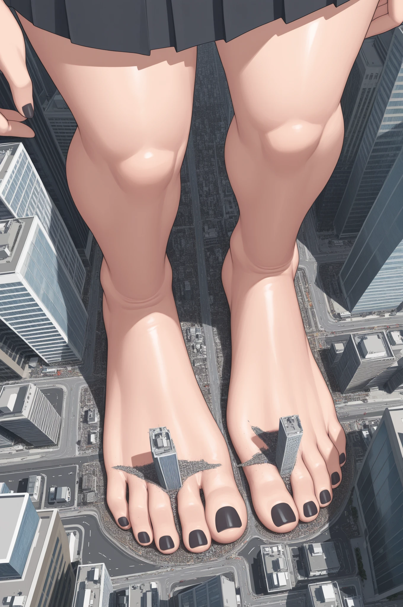 A sexy Giantess masturbating herself with a building, naked, in the middle of a tiny city. Hentai, hot, high quality, masturbating, naked, tall girl, sexy girl
