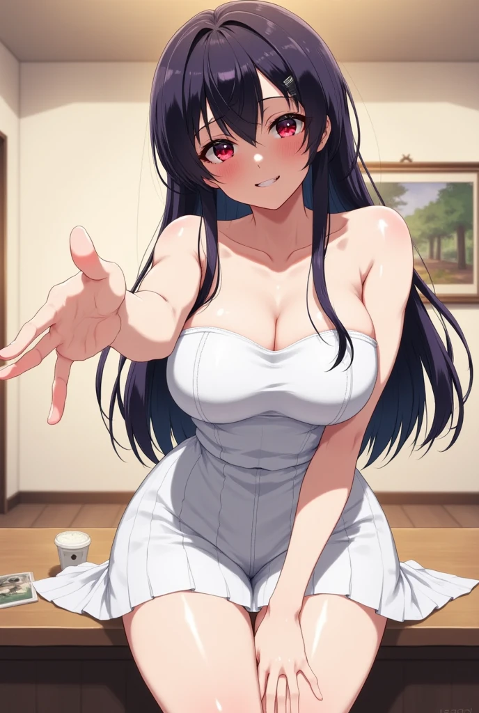 2d, masterpiece, best quality, anime, intricate iris, anime style,
(lying on floor),
(looking at viewer, (happy, in heat), face close-up, chest focus, closed eyes),
beautiful lips, full lips,
(night club),
(large breasts:1.2, wide hips, narrow waist, ) ,
yellow hairband, oversized t-shirt,
<lora:Akeno:1> , himejima akeno, black hair, longhair,