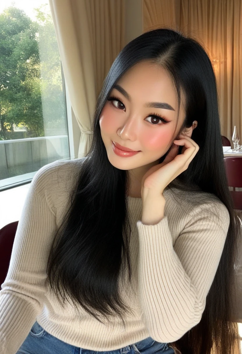 un primer plano de una mujer con una camiseta color canela posando para una foto, dilraba dilmurat, 18 years, beautiful asian girl, muchacha coreana, 19 year old girl, chica linda-cara-fina, hermosa mujer surcoreana, buena chica joven, preciosa modelo china, asian girl, 2 4 year old female model