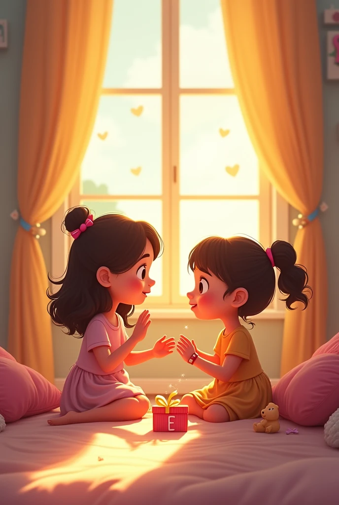Just then the girl next door, Rhea came. Riya started helping Mithu. They went upstairs together. Riya told Mithu a story and started playing with toys. Mithu was no longer afraid.