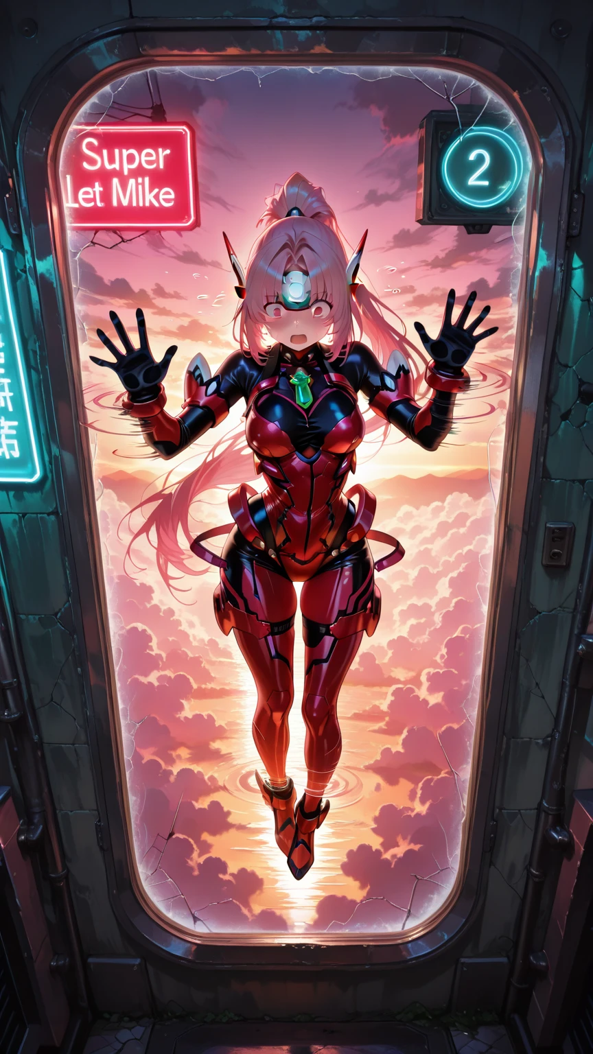 (Portada de la revista:1.0) ulzzang-6500、(realista:1.3) (Texto original en:1.2) 、obra maestra、highest qualityr、Hermosa cara limpia、cuerpo completo Esbian、((Chica robot、armadura mechroken、mechanical halo、Mechanical-arm、cana、longitud del cabello、ceramic body、Brecha entre los muslos、tiny breast、Cyber Background、Ciudad extremadamente detallada、Eva 02、Soryu Asuka Langley、Asuka、(Leotardo rojo、Red Latex、Red high-heeled pumps)(translucent body、Piel reflectante)、8k、highest qualityr、Ultra-detallado、(hiper realista:1.4)