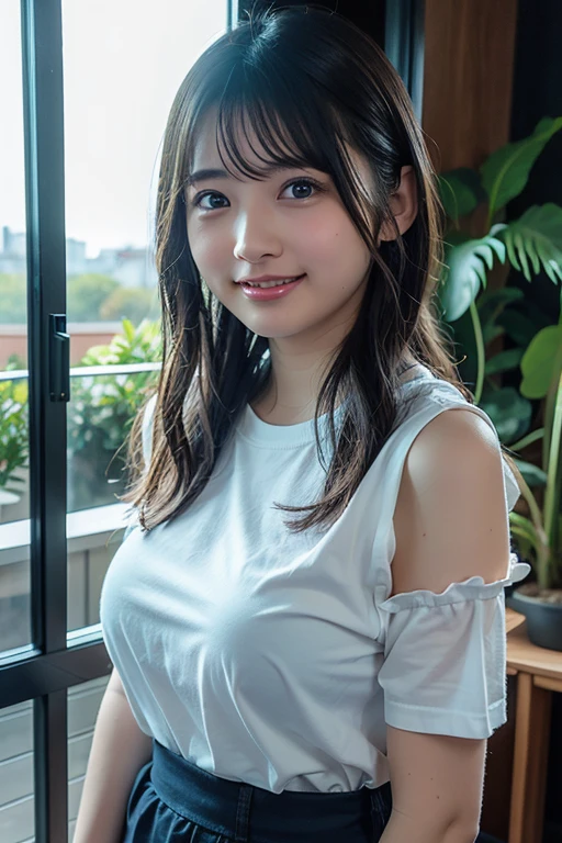 1 girl(Very detailed image quality)極realistic skin texture、extremely detailed face(butt length hair、very long curly hair、Beautiful moist and manageable hair、smooth hair)((bright smile))、stare(sexyな15歳の女の子、small face、extremely beautiful face、natural makeup)(fair skin)(Glitter eyes)smooth skin、realistic skin texture ((interior old western building、古いfloor、Table Set、large round rug))(((thin white shirt with buttons、sleeveless、unbuttoned、open the front、The chest looks bold)))((Knee-high socks))((Gingham Check、very short shorts)))) ((erotic pose))Extremely beautiful armpits、round beautiful breasts、beautiful cleavage、thin waist、constriction:1.2 、big ass、Movie Writing、reflex board、face light、Extremely stimulating and sensual pose、sexy、raise your arms((((floor、floorに寝る:1))))((messy hair,Visible up to the ankles))(((full body shot from above)))