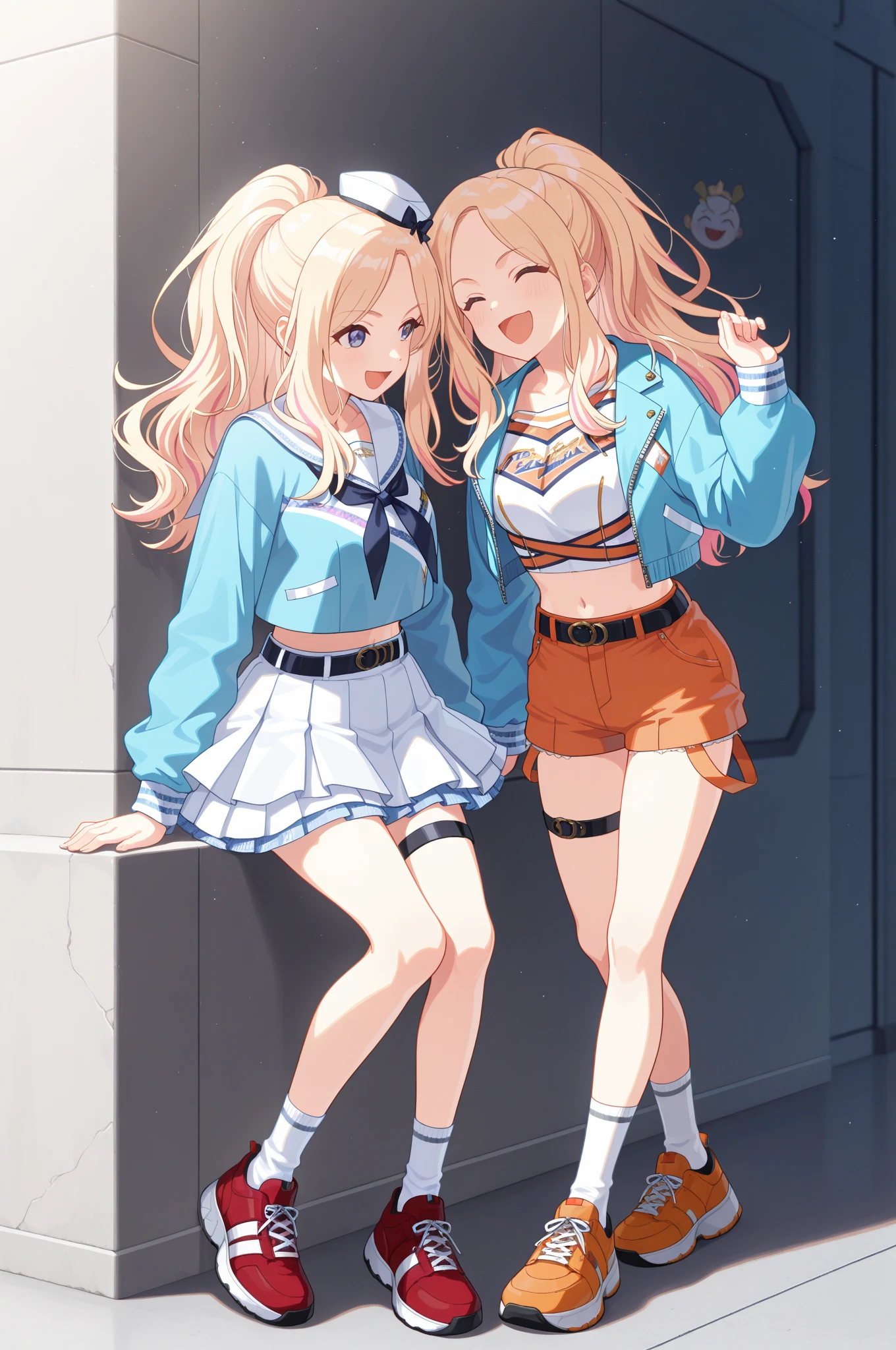 Multiple Girls, (masterpiece:1.8),(Highest quality:1.8),(Very detailed:1.8),(8k:1.8),(Ultra-fine Illustration:1.3),Random Hairstyles,Flat Chest,Long sleeve sailor suit,Butt,(Frills,Bloomers:1.4),(Pose with a smile:1.5),running,(Full body angle),, Gymnastics