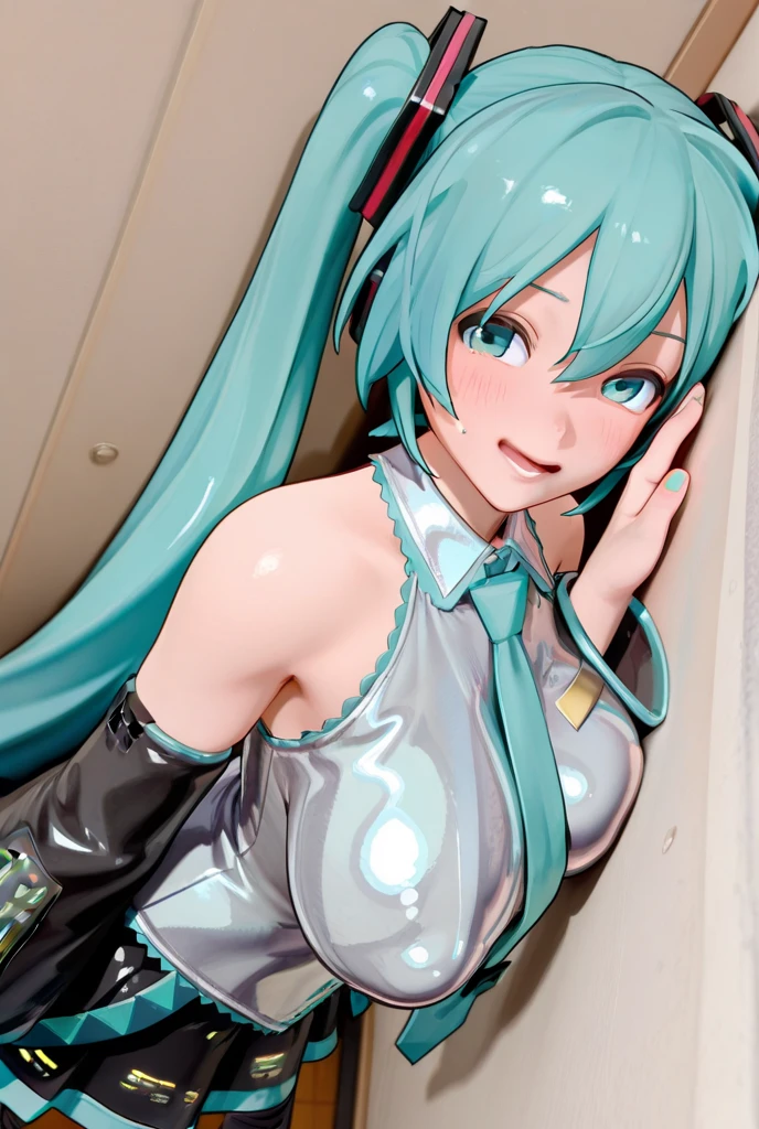 (((Hatsune Miku))), Hyperrealistic portrait, fantasy art, photorealistic, dynamic lighting, poster, bokeh, volumetric lighting, Very detailed face, 8K, Awards, A girl, 25 year old woman, deep shadow, Modesto, Long two-tailed ponytail, light tosca hair and eye color (((intense colours))), big breasts, round breasts, collar , whole body, wet skin, Very detailed faceと肌の質感, fine wheat, realistic eyes, 美しいfine wheat, (realistic skin), Perfect legs, perfect waist, perfect feet, (((futuristic dress Hatsune Miku 1:1))), dynamic standing pose in a taekwondo salon