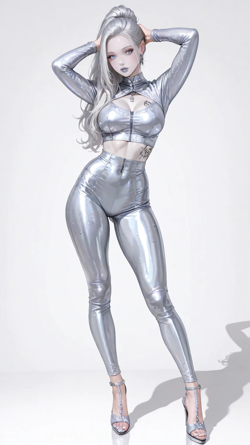 Egyptian Blackhair with wet transparent leggings