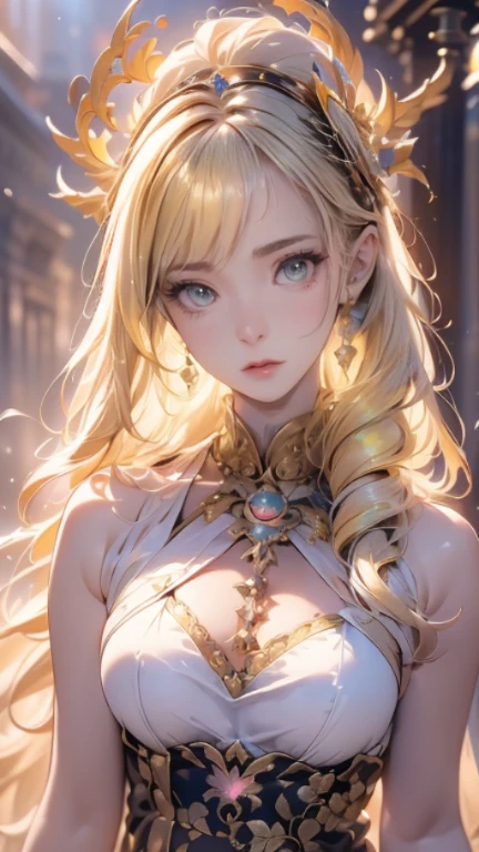 2 blonde haired girls wear crowns and wear luxurious ancient British royal queen clothes