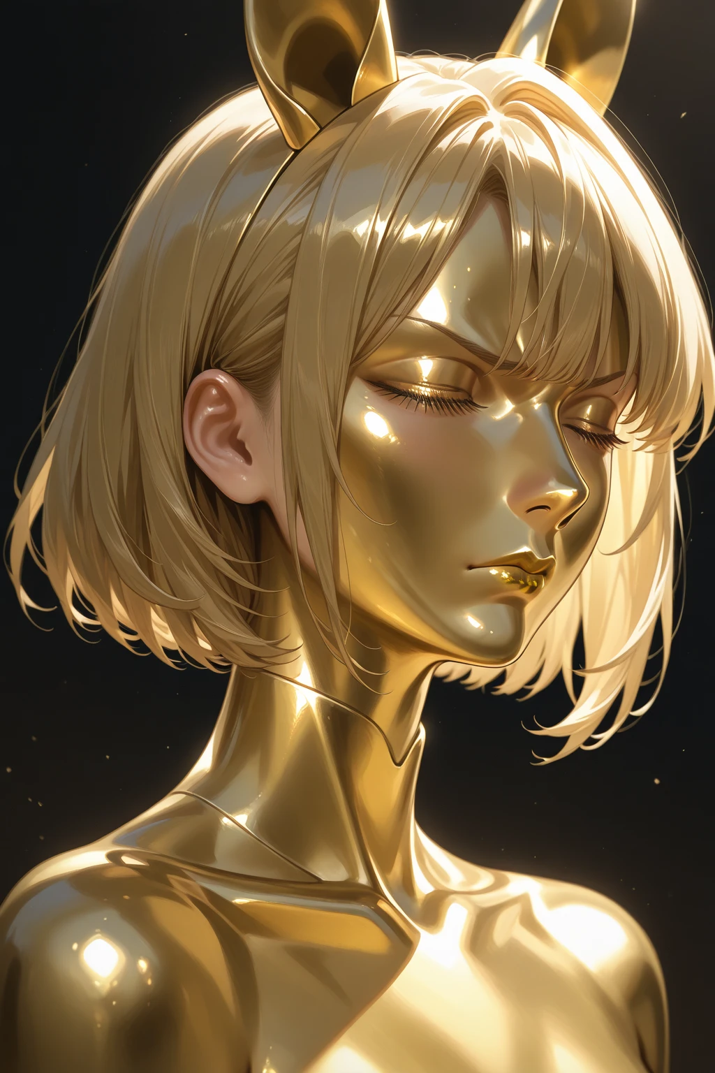 Masterpiece, absurdres,HDR ,highly detailed  <lora:Gold_Girl_lora_002:1:OUTD>  gold skin girl,  (gold   face:1.1)  action pose