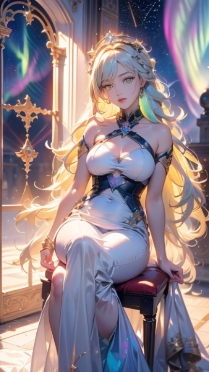 top-quality、Top image quality、Butターピース、Super beautiful elf beauty((24 year old、Best Bust、big bast、Bust 90,beautiful blue long ironed hair、a blond、globe、Sexy means、、A slender、a closeup、Esbian、beautiful tiara、hiquality、Beautiful Art、Background with((starrysky)))But、Superb Piece、visualart、depth of fields、low angle night sky、、Elven ears、、light magic、Space Knight、harp melody🎵、Happy smile、Gentle light、、Beautiful legs that are gentle on the skin、、、Number of fingers to achieve precise finger movements、ticker beautiful decoration、elegent、Mystical　　field under the flower garden、Marble pillars, beautiful dressy、byzantine art、marble dome、art noveau、Temple of Time、Great watch、hour glass、sundial、NSFW.A Sexy1.3,巨大なglobe、Renaissance painting、Raphael's paintings、the golden ratio、Renaissance architecture　　Sexy,NSFW,nude、blue-sky、Sunnyday

(gorgeous body stockings:1.3), (intricate lace:1.4), (Watch thoroughly:1.5),