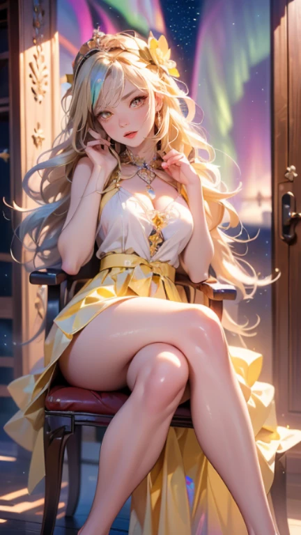 Masturbation behavior、Golden hair、Beautiful young woman、Lustrous full nudity、twintails hairstyle、Big hair ornament with yellow ribbon、Dense and well-groomed armpit hair、Dense, well-groomed pubic hair、insert your finger into your beautiful anus、