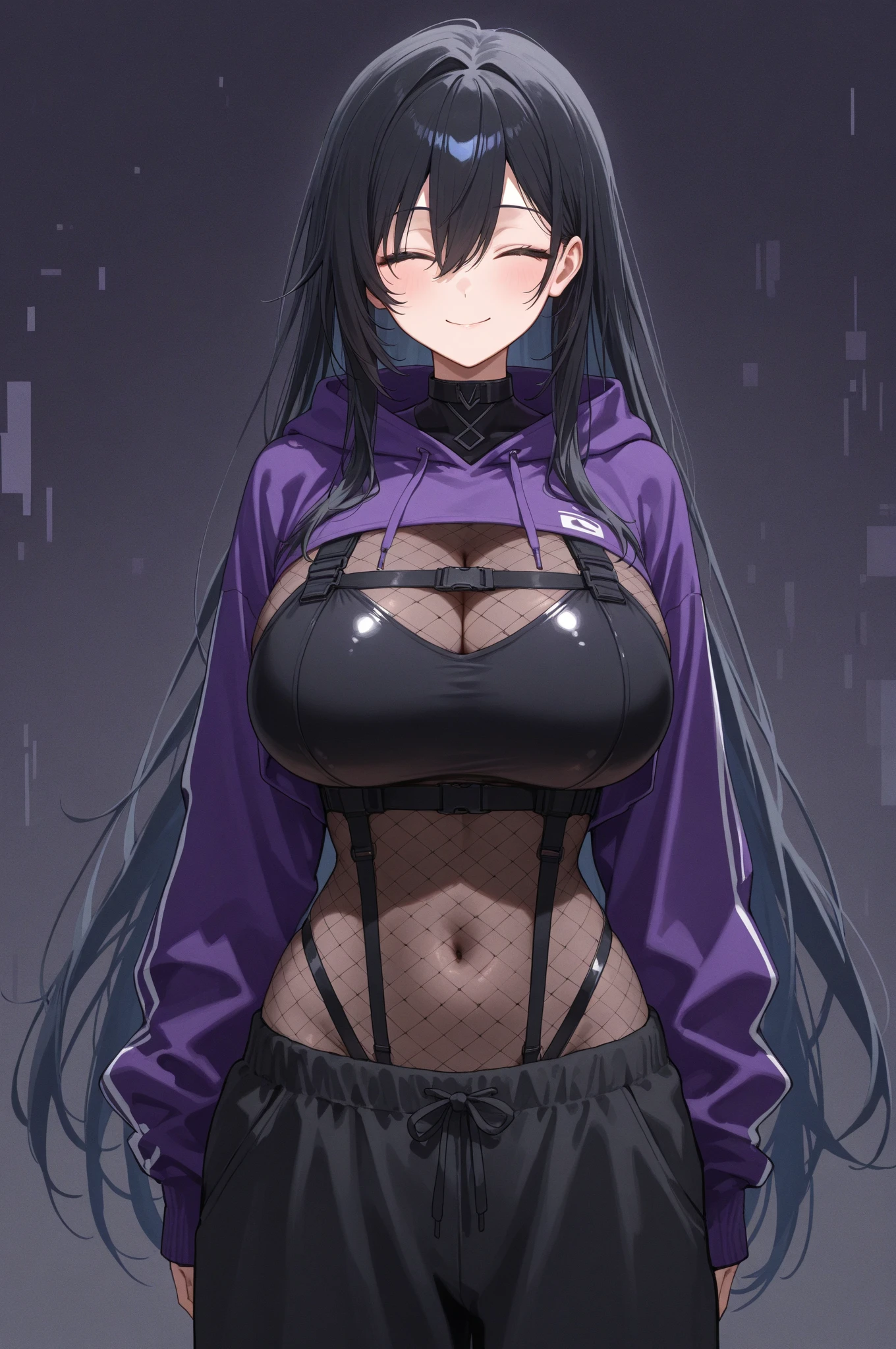 master part, High definition, alta qualidade, Rosto detalhado, Detailed body rendering, 1girl, sozinho, Hinata Hinata, Hinata roupas sem mangas,quarto,, camisa sem mangas,( clothing with fishing net), Dark lips, jaqueta descompactadora, no-bra, Seios para fora, Standing, corar, (no quarto), (whole body view), Various lascivious positions, seios enormes