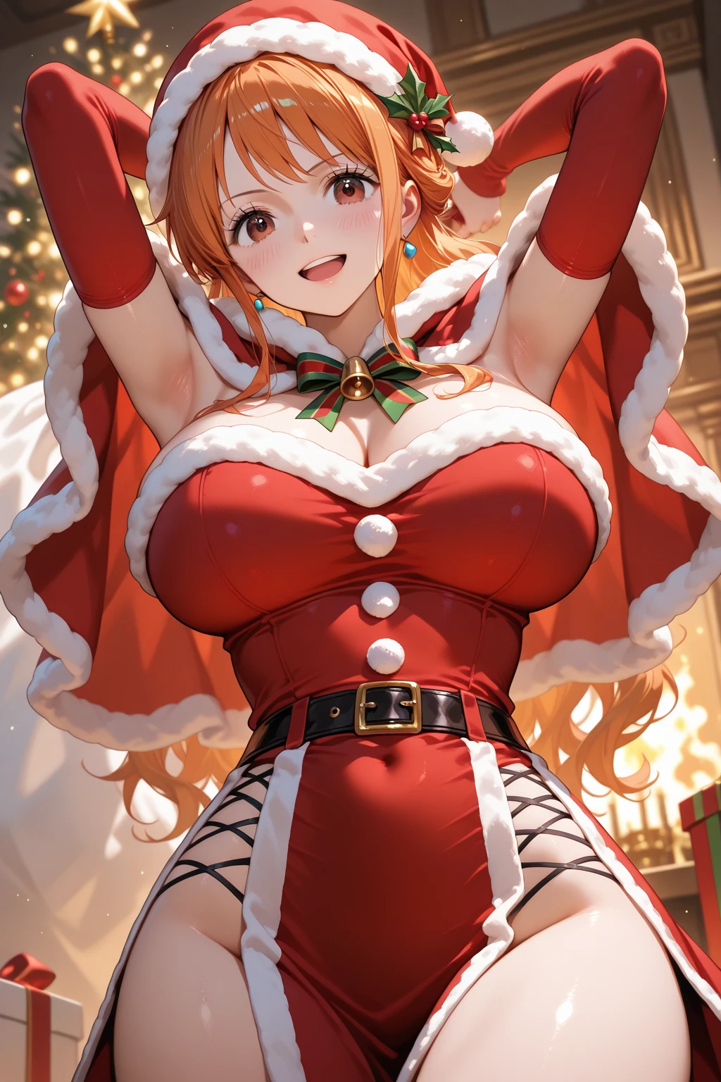 Anime girl with big boo in Santa hat and stockings, oppai, biomechanical oppai, v from devil may cry as an elf, Lori, pixiv 3dcg, small curvy Lori, zerochan art, Top Rated on pixiv, at pixiv, Elf Girl, Big breasts!, cutesexyrobutts, zerochan, Chic