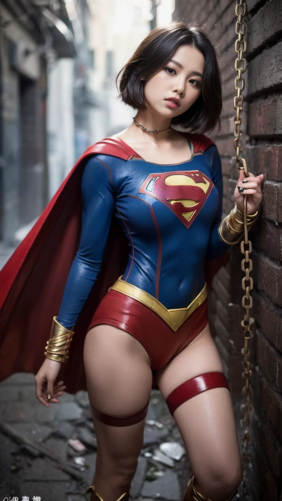no background、short hair、supergirl costume、Snug costume、(((stretch your legs、tall、Legally express the beauty of your smile)))、((((Get the most out of your original images)))、(((supergirl costume、torn、Tattered、being destroyed)))、(((beautiful hair)))、(((I'm in pain)))、(((Legs must be worn with black tights)))、(((must wear red boots、being destroyed)))、((Highest image quality、8K))、((highest quality、8K、masterpiece:1.3))、(((keep background )))、clear focus:1.2、beautiful woman with perfect figure:1.4、Full of scars、bloody、full of blood、slender abs:1.2、wet body:1.5、Highly detailed face and skin texture、8K
