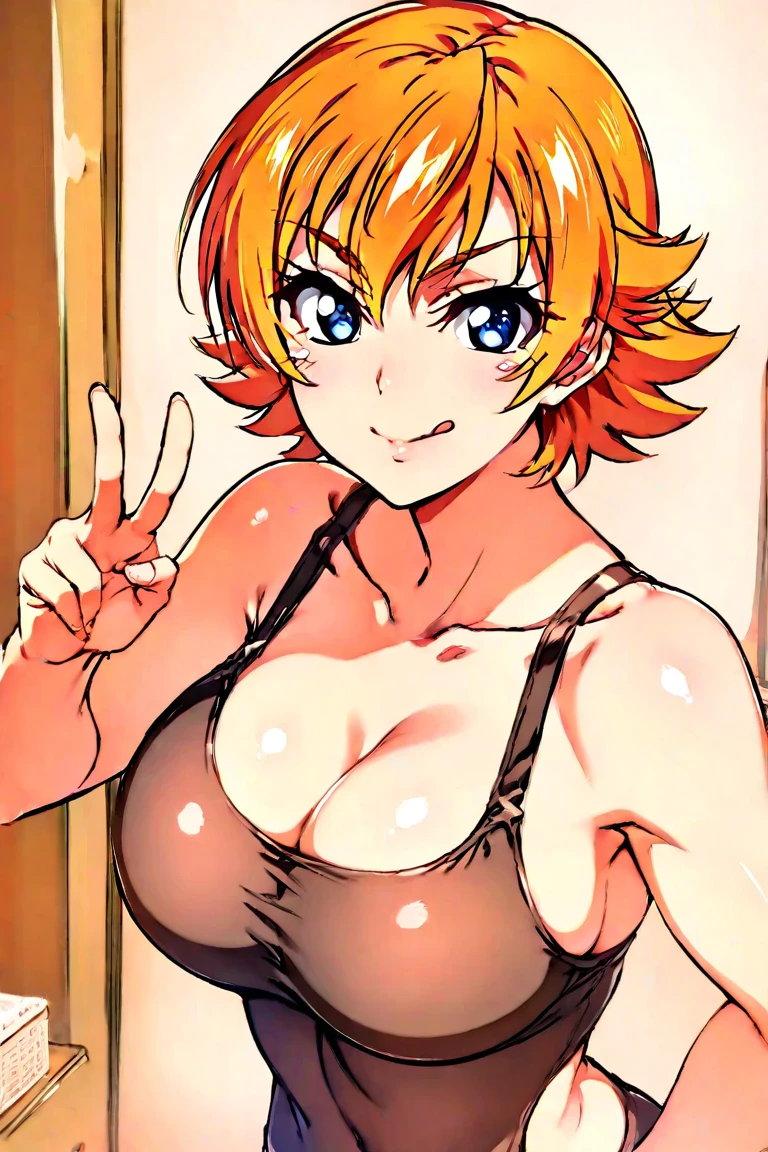 Paizuri on Wrap, from_~ side, One girl, penis, Heterosexual, chest, One boy, chest_outside, Nipples, Not a whole column_chest, On top of moti_line, On top of moti_Blurry, Open_moutsideh, big_chest, blush, Smiling 、 Sitting on the bed, Farzand huge penis, fellati○, facial, cum ○n face, Deep Skin, chestを掴む, Anime Style、Earrings、複数のEarrings、NipplesEarrings、Pov Paizuri、Igawa Sakura、short hair、Blonde、