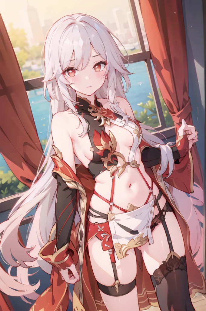 (best quality, 4K, 8K, High resolution, Masterpiece:1.2), Very detailed, Beautiful face, Detailed facial features, Medium chest size, realistic skin, I am alive, colored eyes, Red cheeks, shy expression, Sexy poses, Expose your navel., Wear a long robe., Fairy Queen, In the forest, rays of sunlight, With her mouth open, Open your lips., blushing, Charming smile, shot from the front,fluttering air fairy,biggest, voluptuous, big breasts, scalping, see through, covered nipples, Cover the navel,big breasts,Show your breasts,The cracks are clear...,((big tits)),