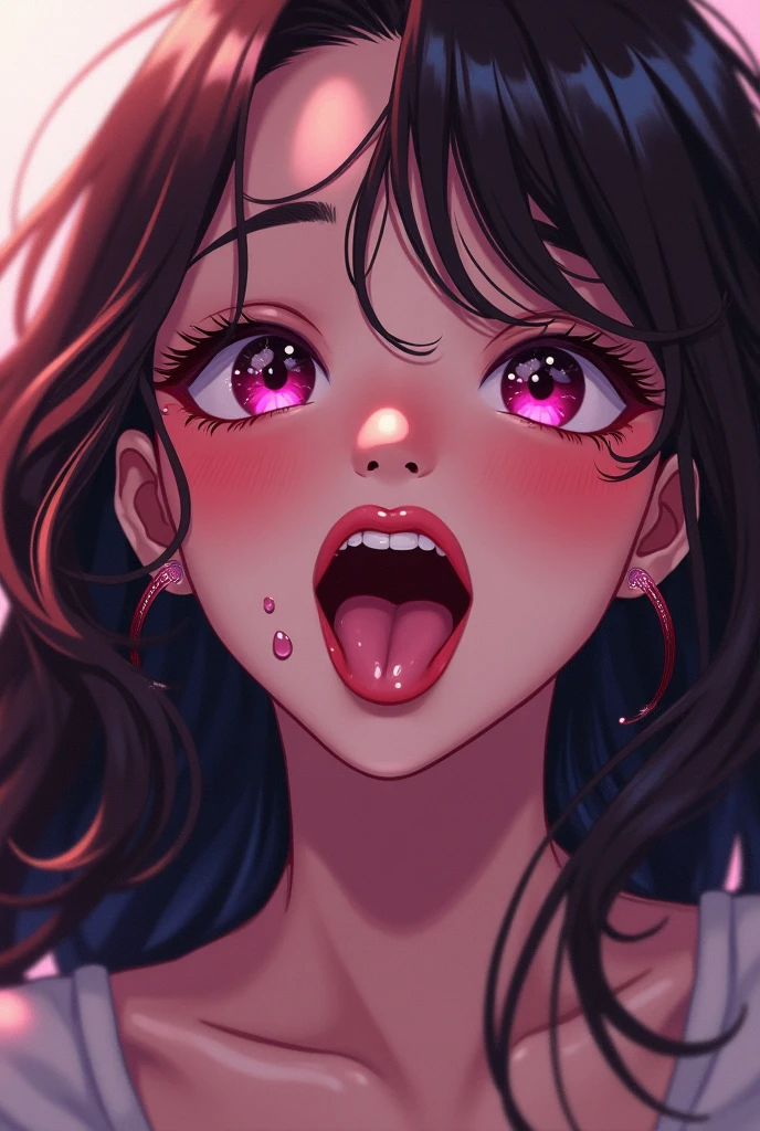 Best quality, tmasterpiece,photorealestic,1girl，solo，lips，open_mouth，microphone，tongue，tongue_out