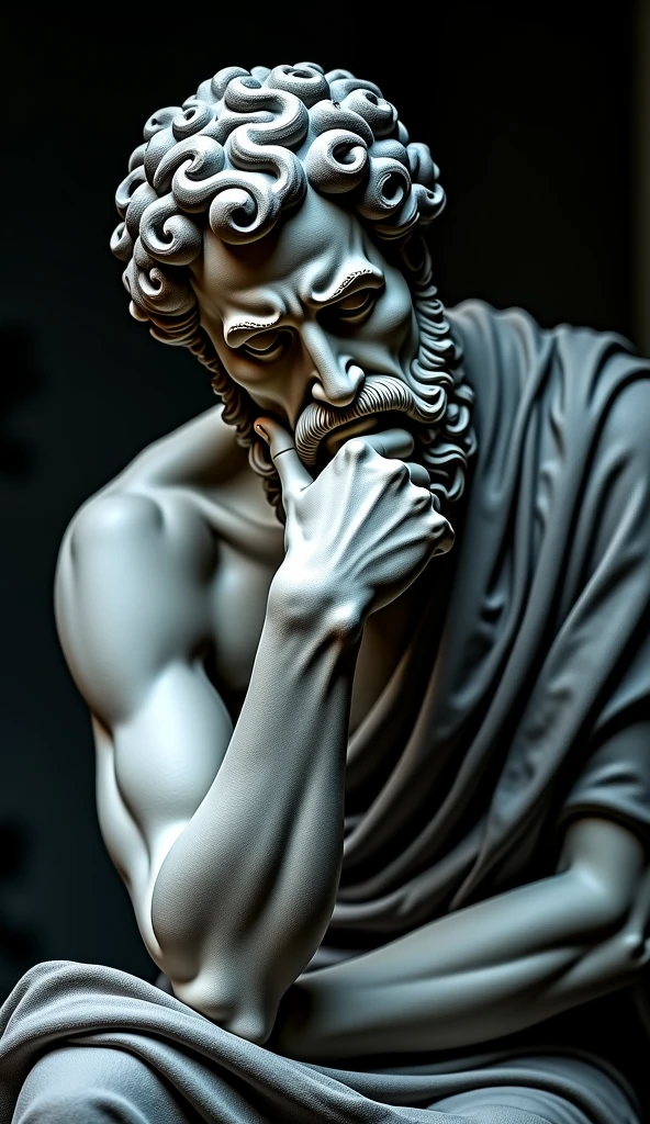 Can you draw Karl Marx on the body of the sculpture "The Thinker"?