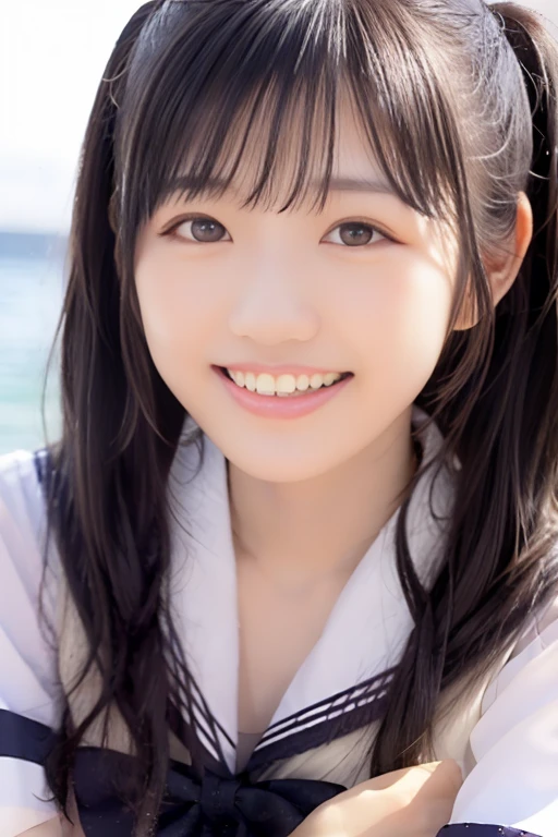 Japanese female, (underweight), (flat chest best quality:1.5), (cheerful grin:1.5),
(((Rafting down the river)))