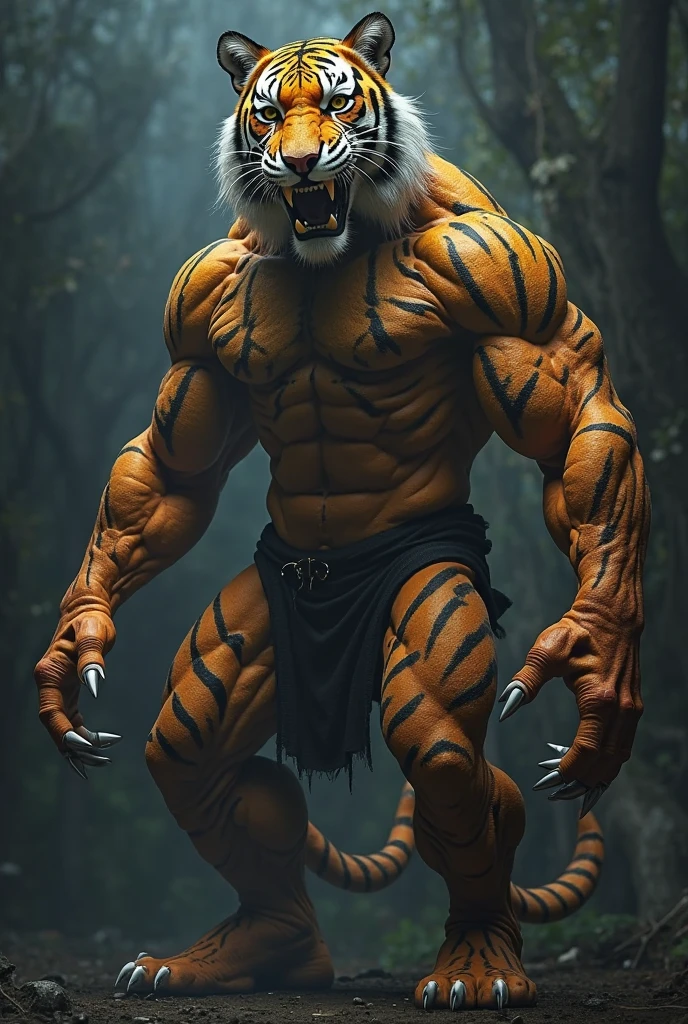 Tiger with the body of a muscular but human man